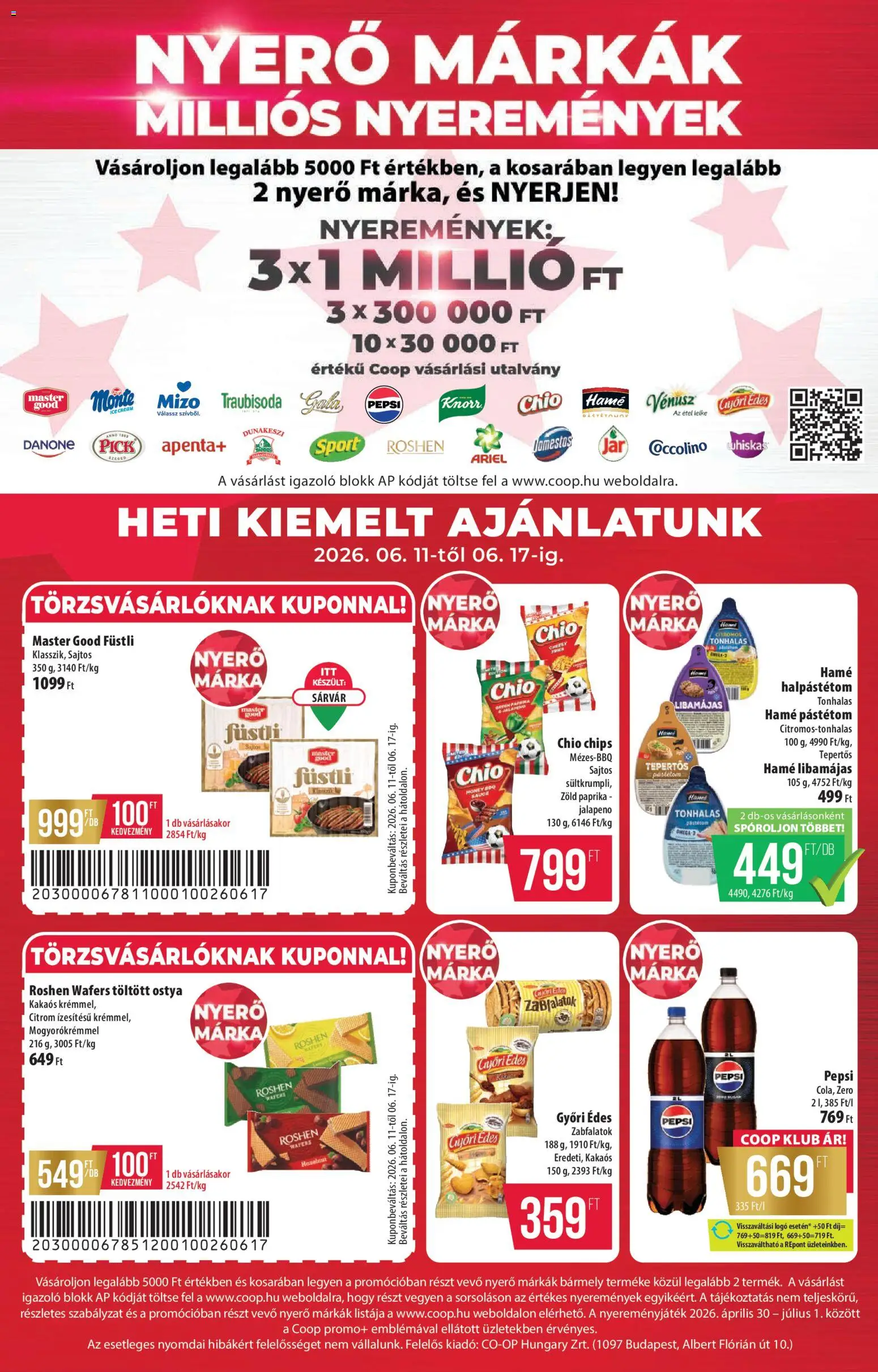 COOP akciós ujság - amely érvényes a következő dátumtól: 11.06.2026 | Oldal: 4 | Termékek: Chips, Pepsi, Pick, Jalapeno