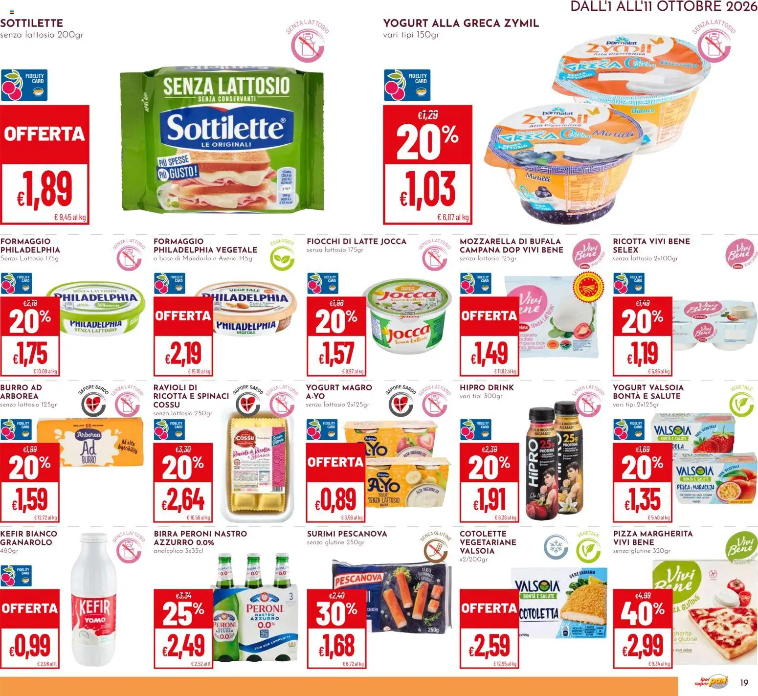 Volantino Pan del 01/10/2026 | Pagina: 19 | Prodotti: Birra, Fiocchi, Formaggio senza lattosio, Senza lattosio