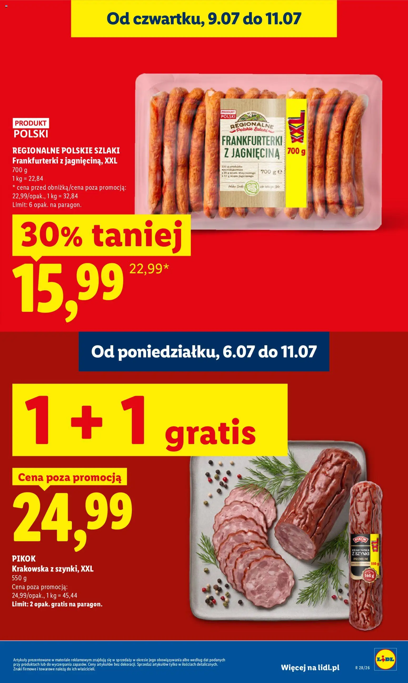 Lidl gazetka od 09.07.2026 | Strona: 15 | Produkty: Frankfurterki, Jagnięcina