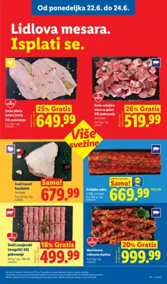 Lidl katalog - pregled Lidl kataloga - važi od 18.06.2026 | Strana: 99 | Proizvode: Svinjsko meso, Svinjska rebra, Pakovanje, Slanina