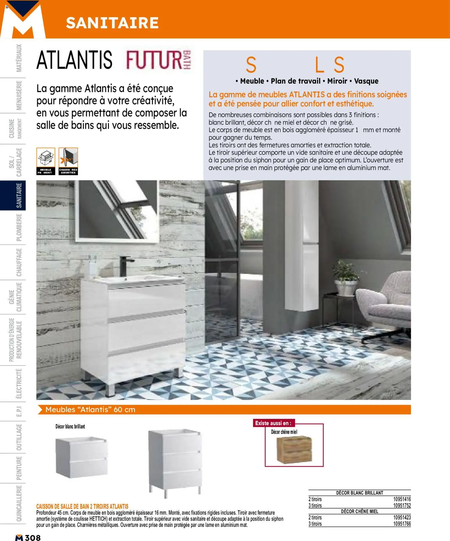 {H1} | Page: 308 | Produits: Meuble, Miel, Prise, Tiroirs