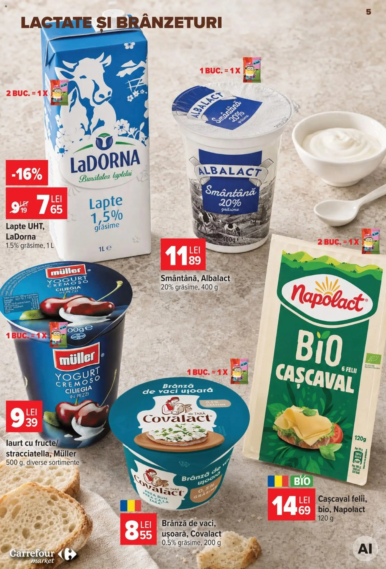 Noul catalog Carrefour – valabil de la 30.09.2026 | Pagină: 5 | Produse: Bec, Cașcaval, Lapte, Smântână