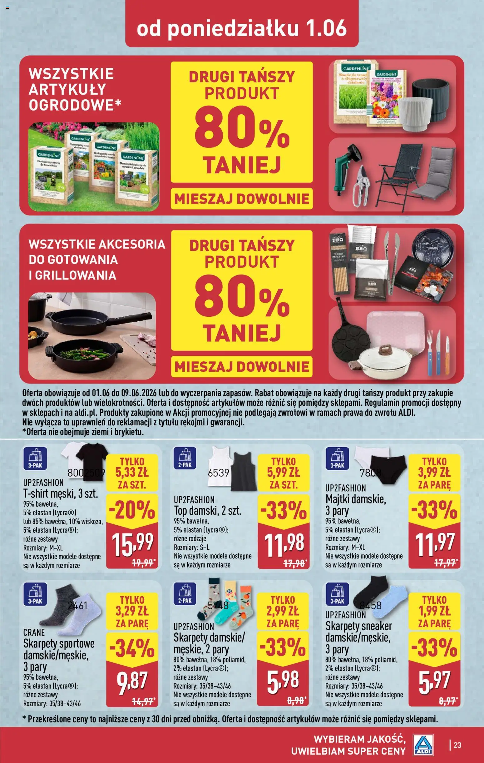 Aldi gazetka od 01.06.2026 | Strona: 23 | Produkty: Top, Majtki, Skarpety