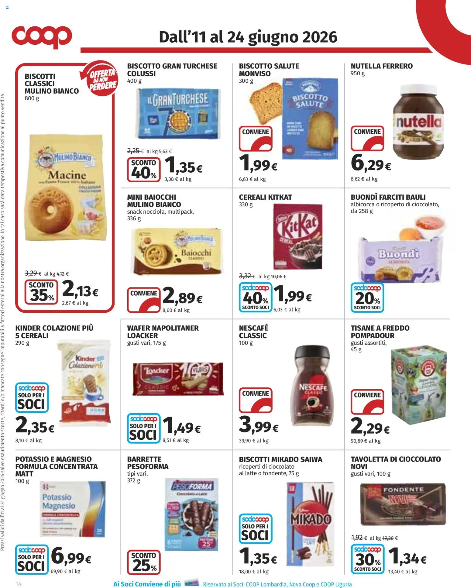 Volantino COOP del 11.06.2026 | Pagina: 14 | Prodotti: Cioccolato, Biscotti, Latte, Data