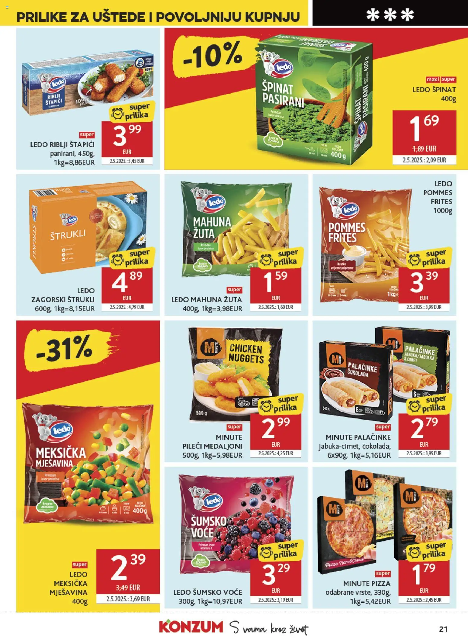 Konzum HR akciós ujság - amely érvényes a következő dátumtól: 2026.10.07. | Oldal: 21 | Termékek: Nuggets, Pizza