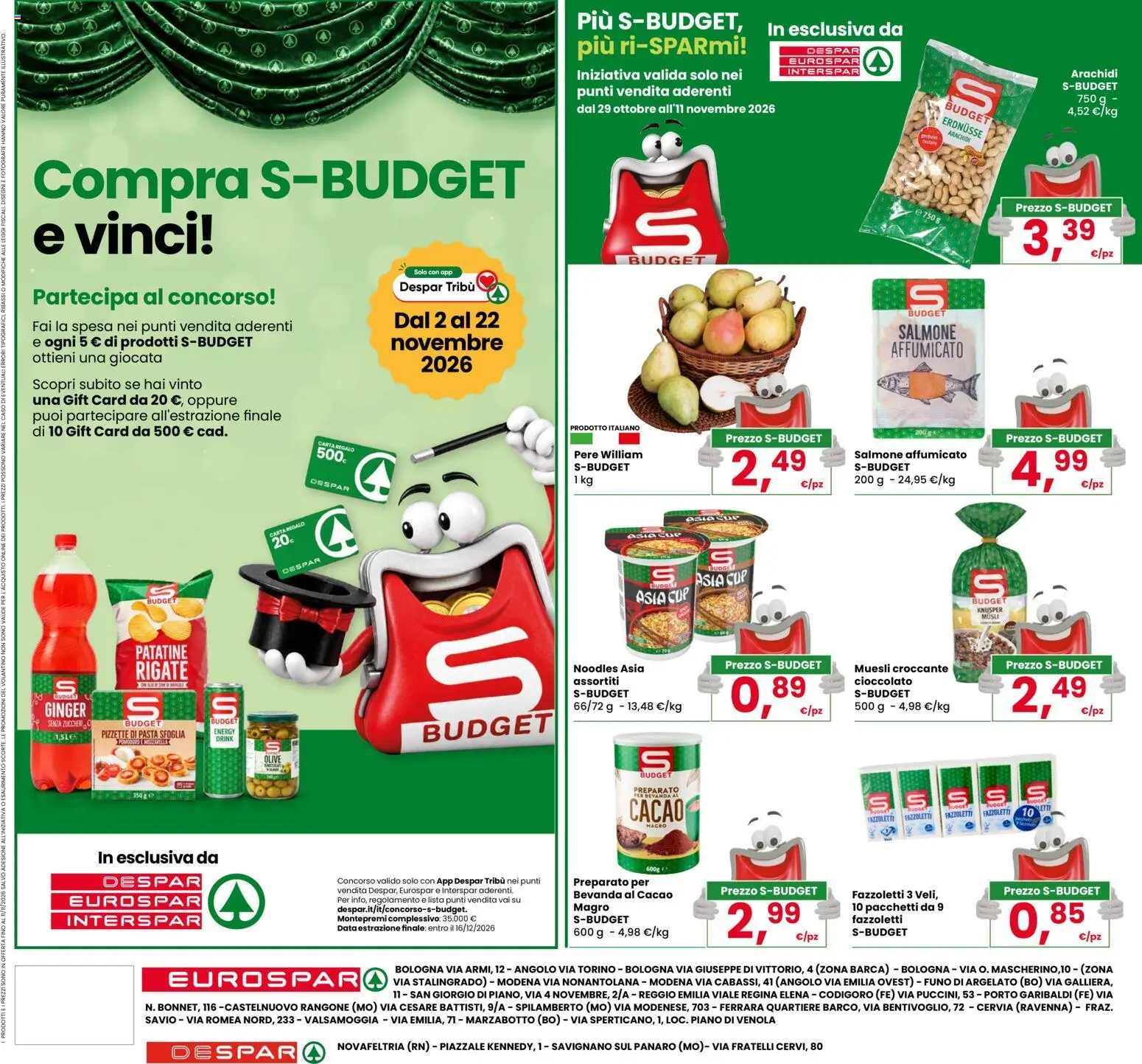 Volantino Eurospar del 29/10/2026 | Pagina: 24 | Prodotti: Salmone affumicato, Muesli, Fazzoletti, Data