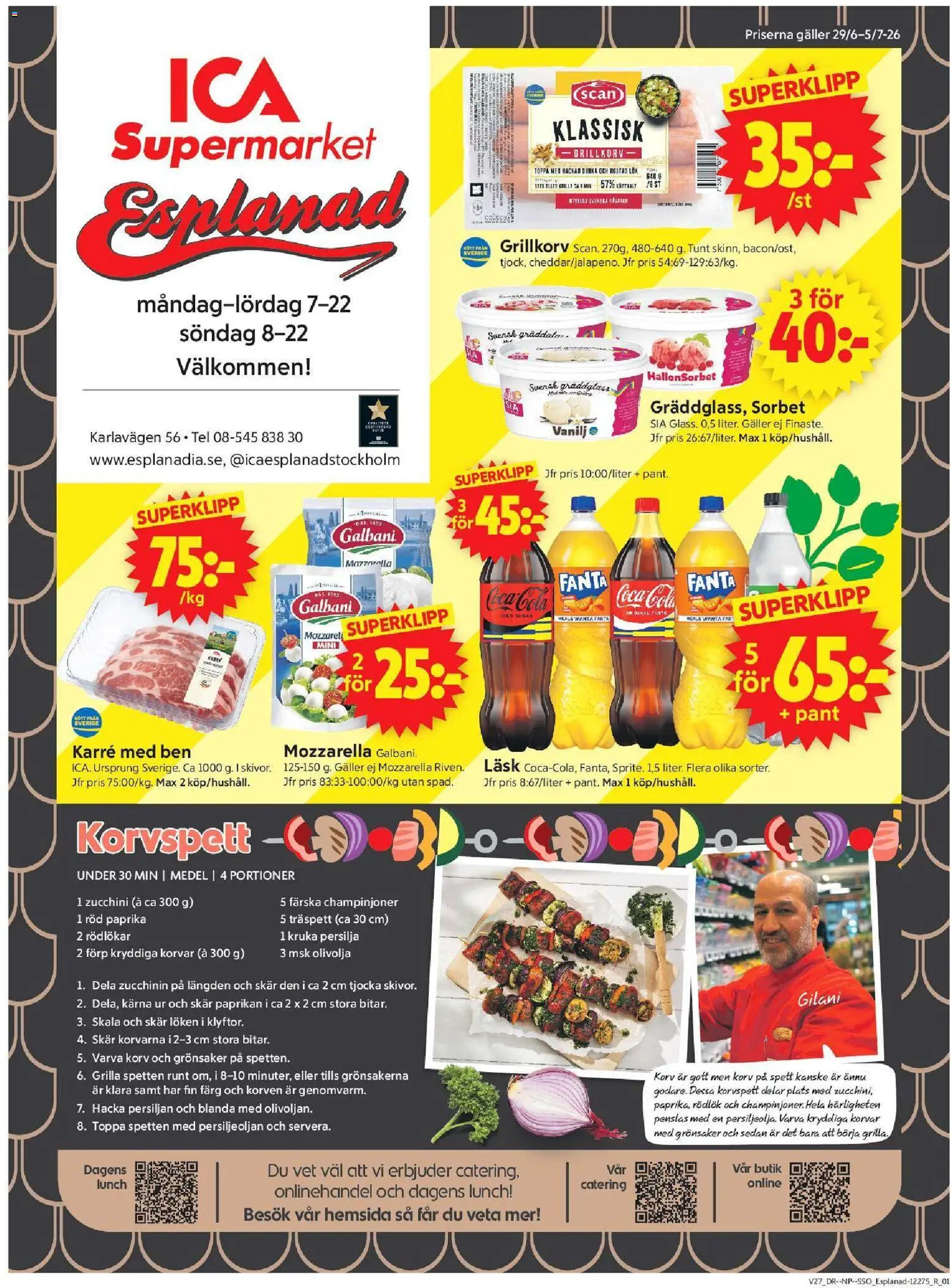 ICA Supermarket reklamblad aktuell från 29/06/2026 | Sida: 1 | Produkter: Kruka, Rostad lök, Fanta, Röd paprika