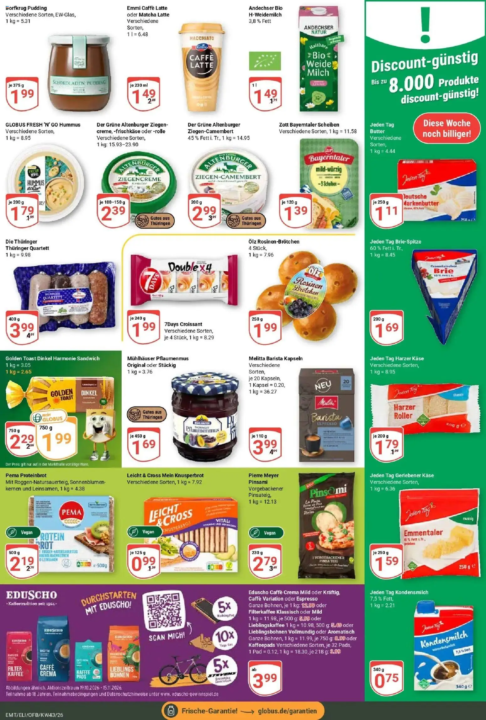 Globus Prospekt Erfurt-Linderbach (ab 19.10.2026) » Angebote online | Seite: 12 | Produkte: Milch, Käse, Kondensmilch, Frischkase
