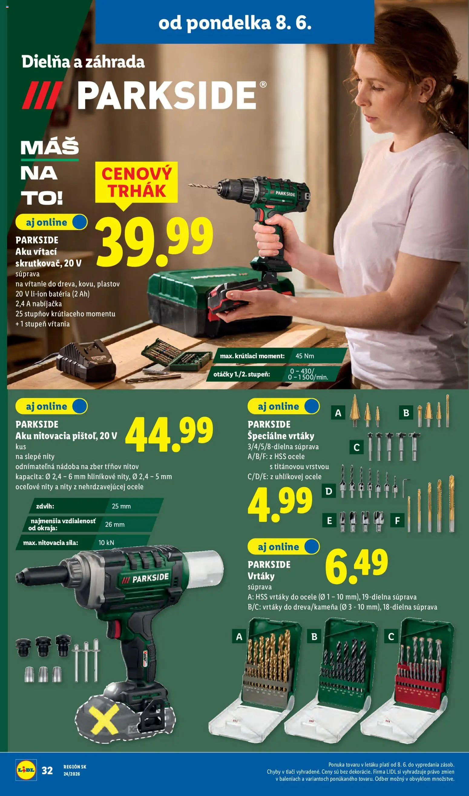 Nové Lidl akcie – leták je platný od 08.06.2026 | Strana: 48 | Produkty: Nabíjačka, Aku, Parkside, Parkside aku