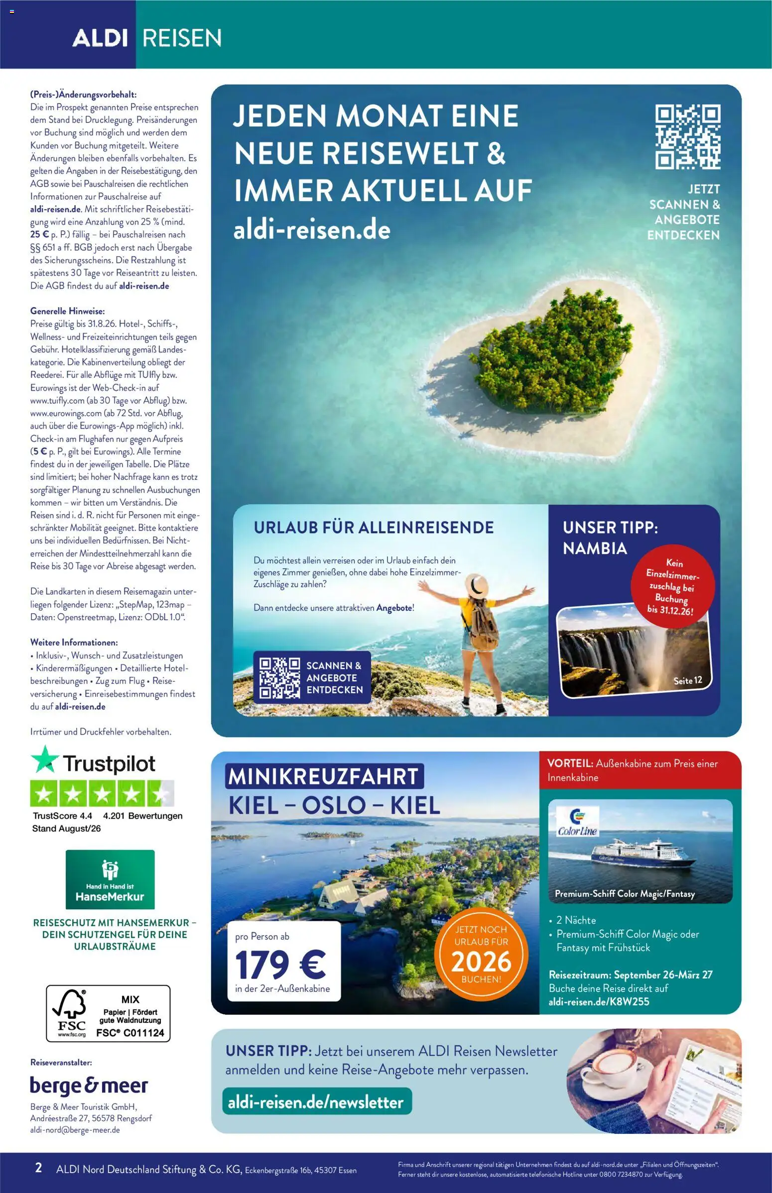 Aldi Reisen  Reisemagazin – gültig ab 01.09.2026 | Seite: 2
