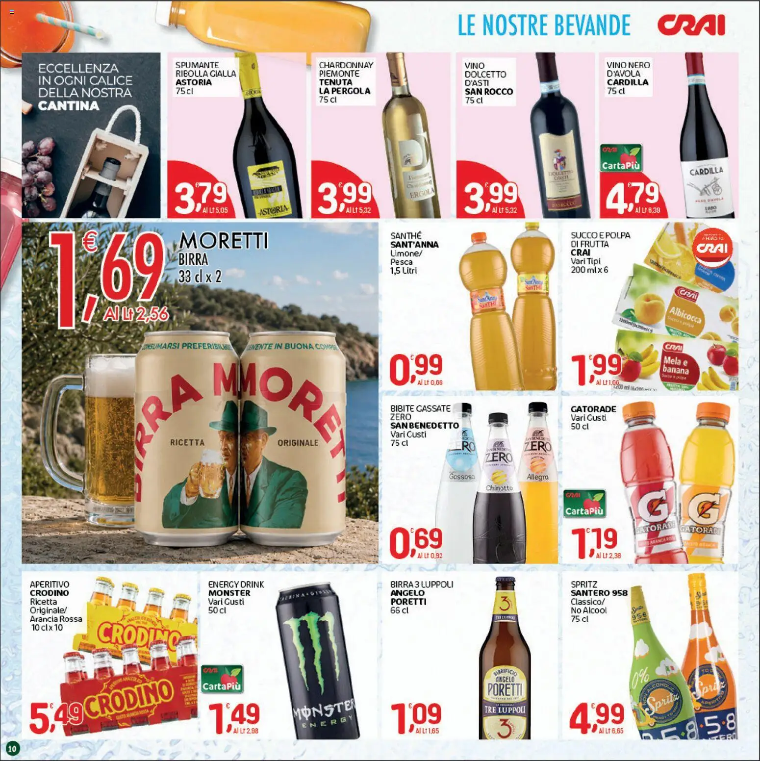 Volantino CRAI del 03/09/2026 | Pagina: 10 | Prodotti: Birra, Chinotto, Pesca, Arancia