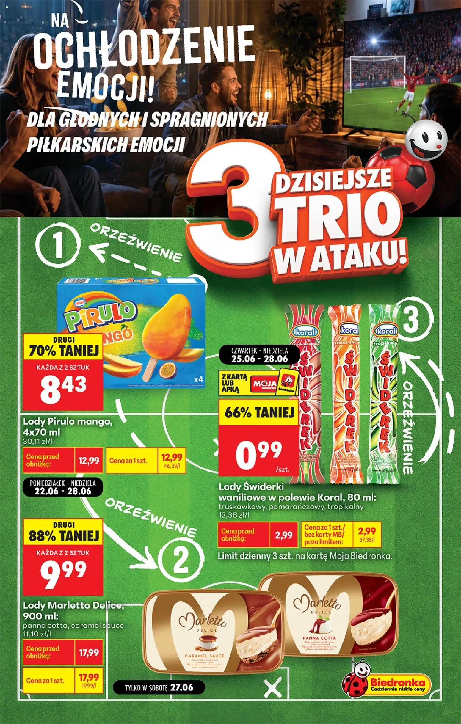 Biedronka gazetka - Football od 27.06.2026 | Strona: 1 | Produkty: Mango, Karta, Lody waniliowe, Lody
