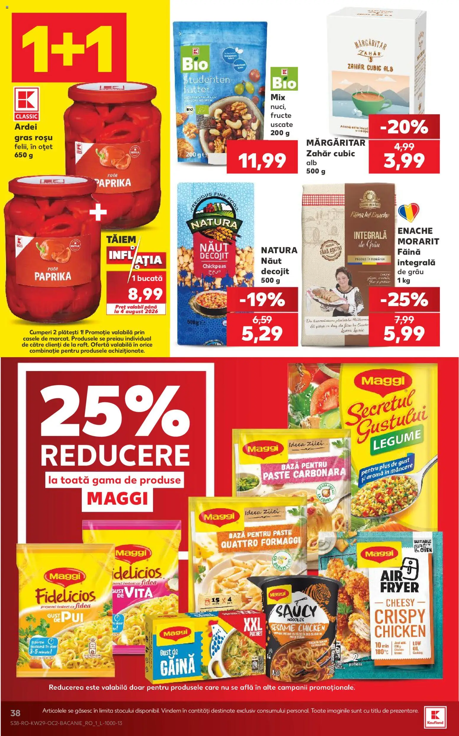Kaufland RO akciós ujság - amely érvényes a következő dátumtól: 2026.07.15. | Oldal: 38 | Termékek: Paprika, Maggi