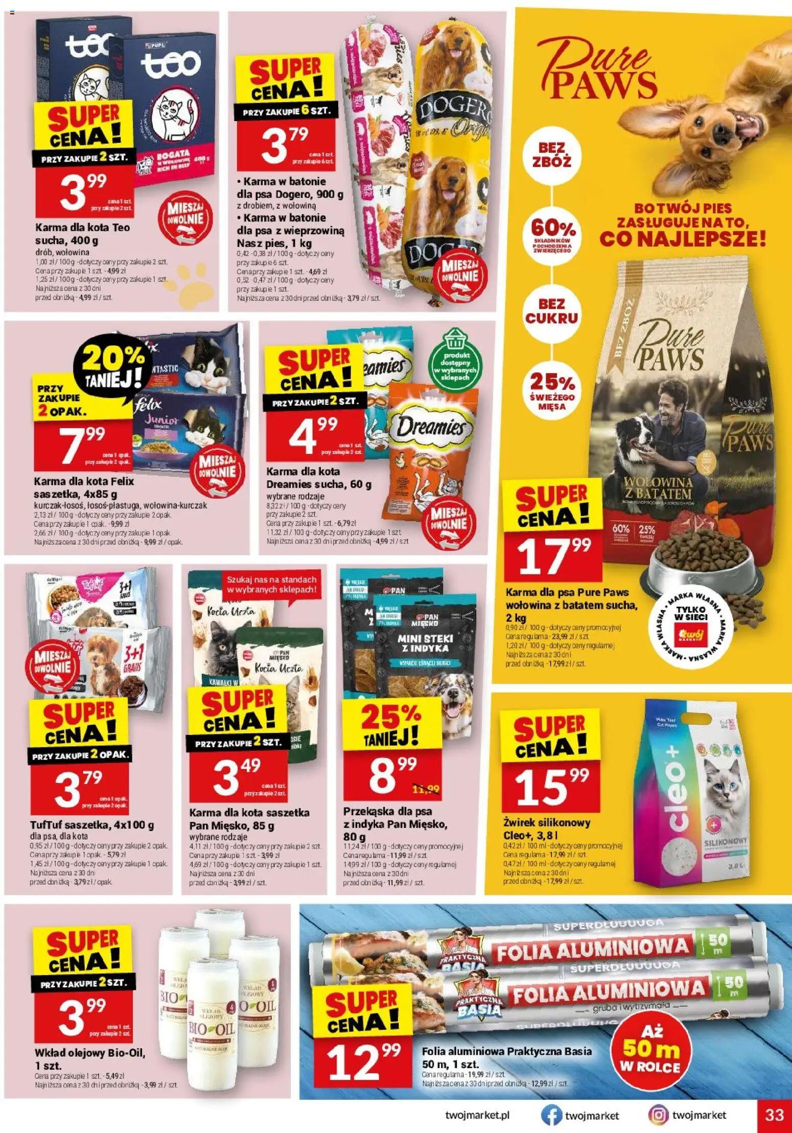 Twój Market gazetka od 05.08.2026 | Strona: 33 | Produkty: Karma dla kota, Karma dla psa, Wieprzowina, Wołowina