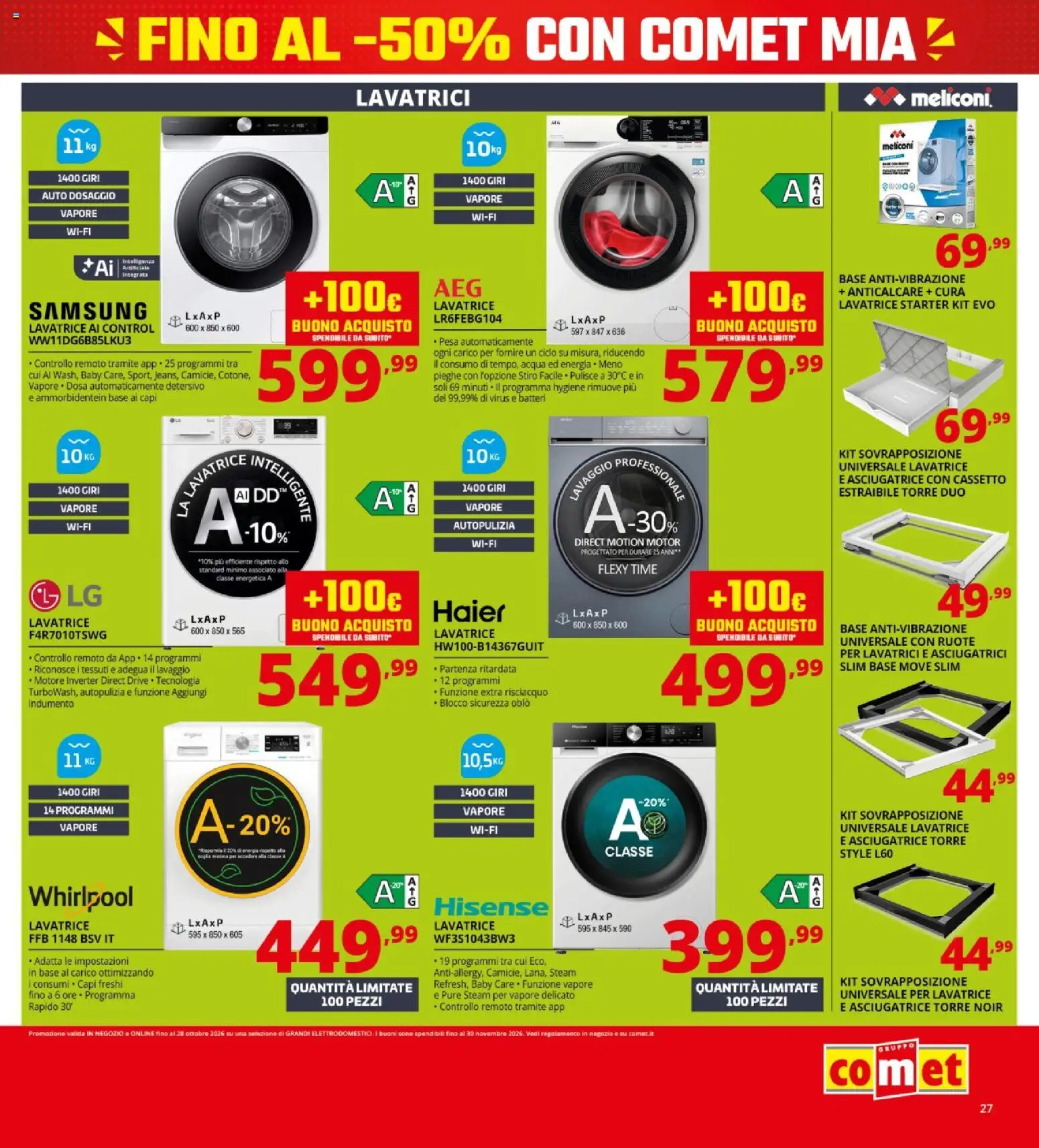 Volantino Comet del 08/10/2026 | Pagina: 27 | Prodotti: Anticalcare, Acqua, Lavatrice, Asciugatrice