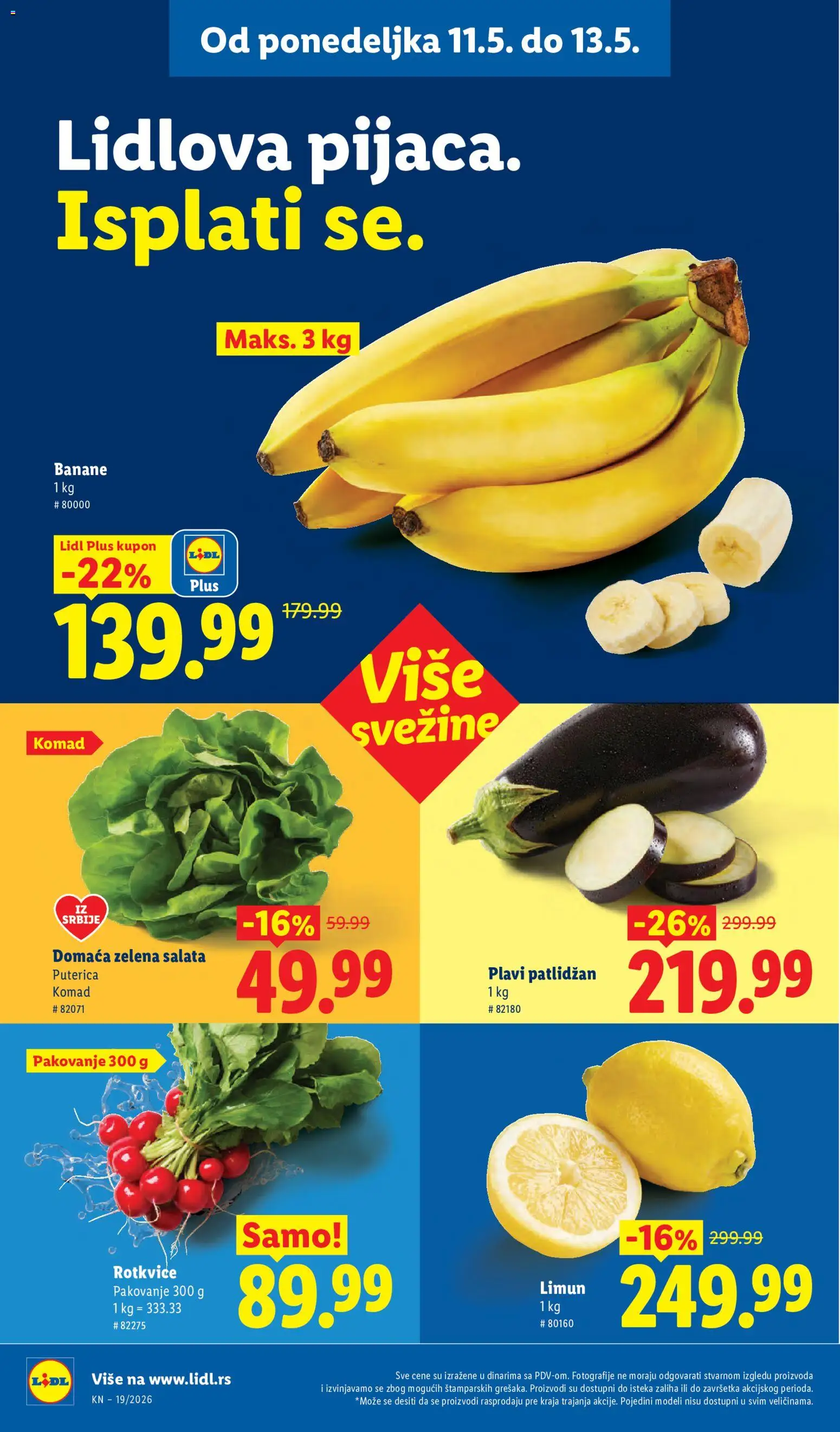 Lidl katalog - važi od 07.05.2026 | Strana: 96 | Proizvode: Salata, Pakovanje, Limun, Banane