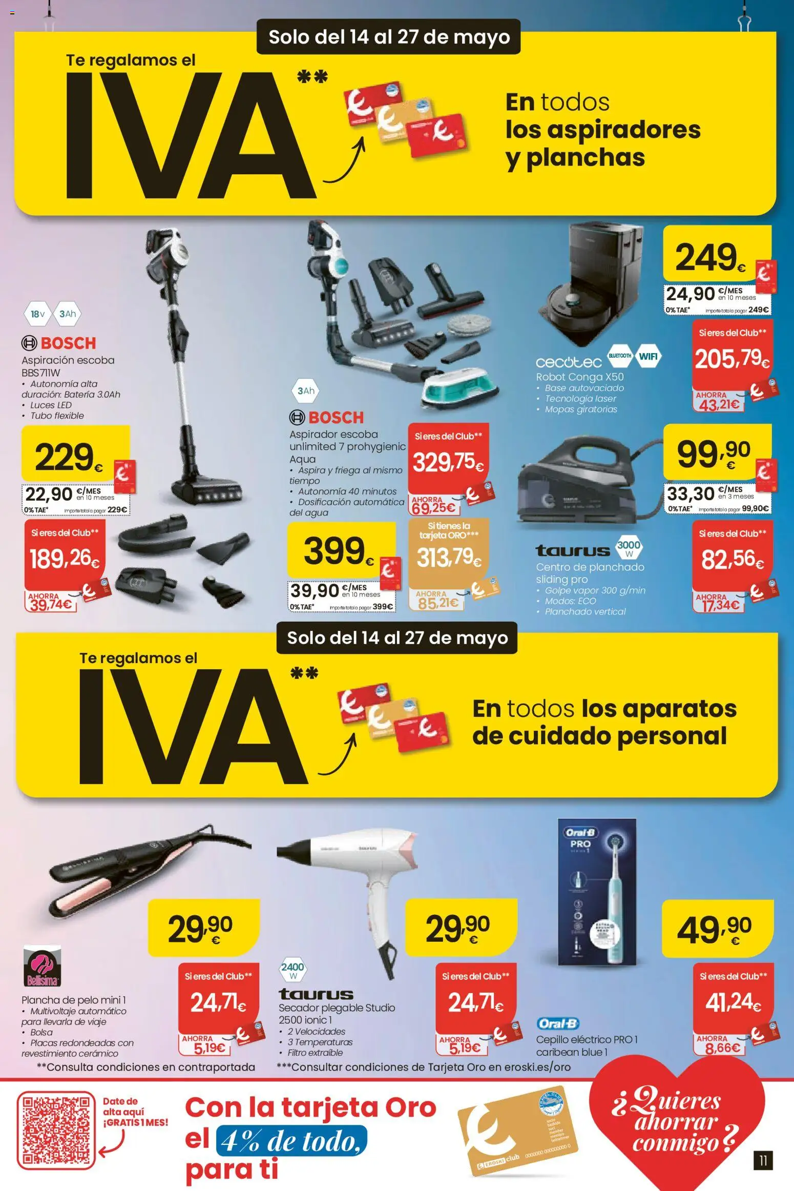 Eroski Te regalamos el IVA  │ válido desde el 14.05.2026 | Página: 11 | Productos: Escoba, Té, Plancha, Robot