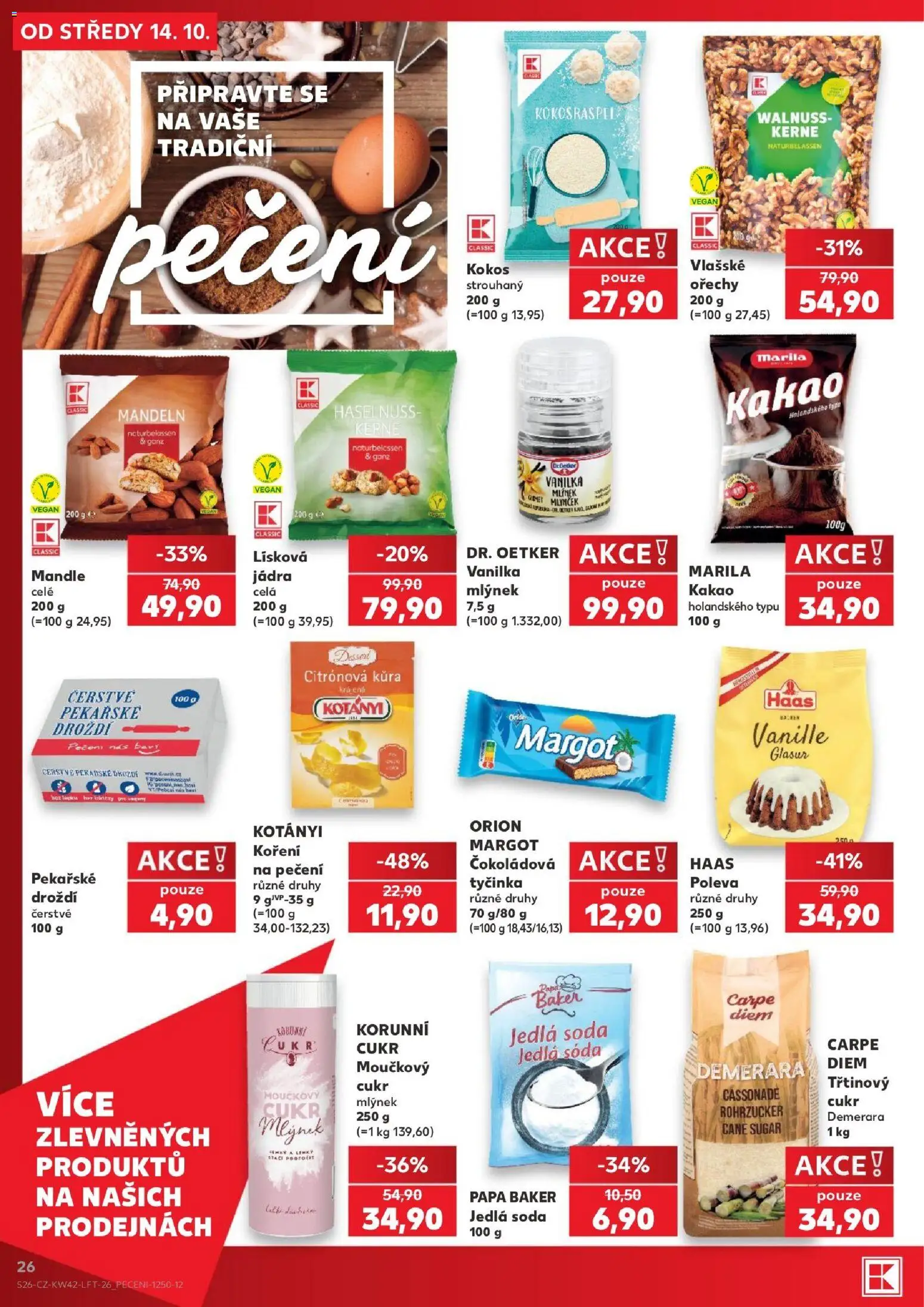 Kaufland leták - Kolín od 14.10.2026 | Strana: 26 | Produkty: Vanilka, Mlýnek, Moučkový cukr, Droždí