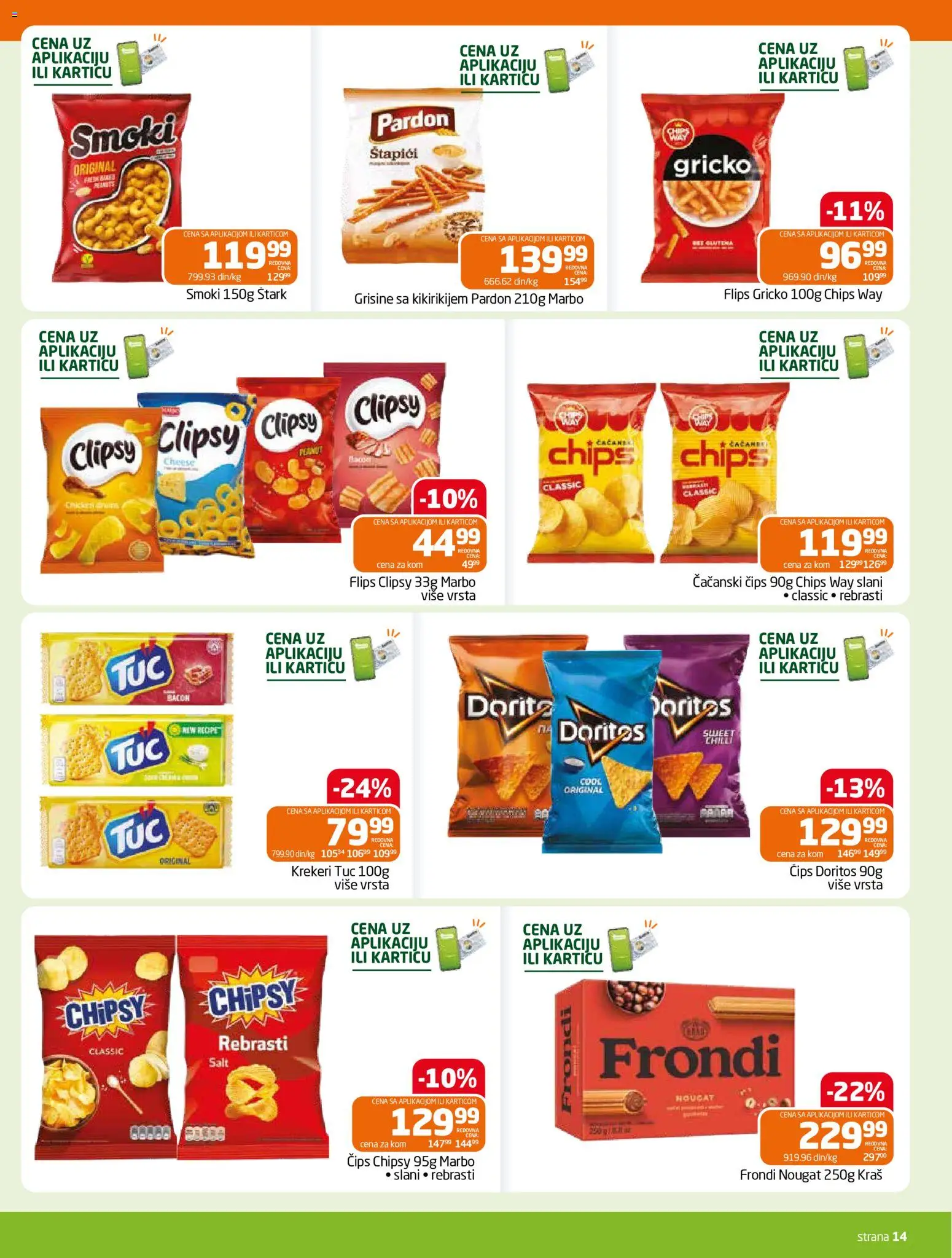 Gomex katalog - važi od 30.09.2026 | Strana: 14 | Proizvode: Čips, Smoki, Tuc, Krekeri
