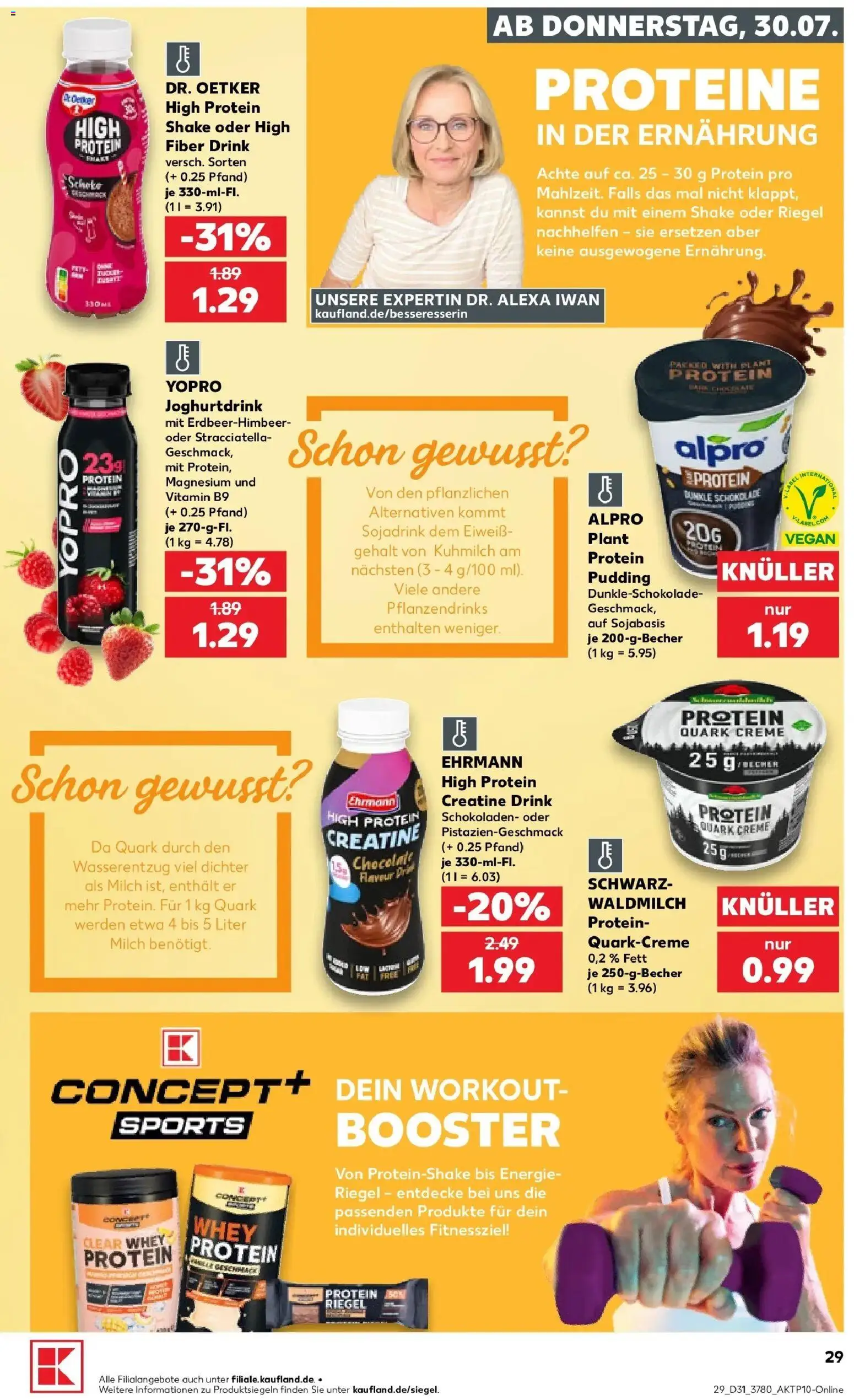 Kaufland Prospekt Eisenhüttenstadt – gültig ab 30.07.2026 | Seite: 29 | Produkte: Quark, Schokolade, Pudding, Alpro