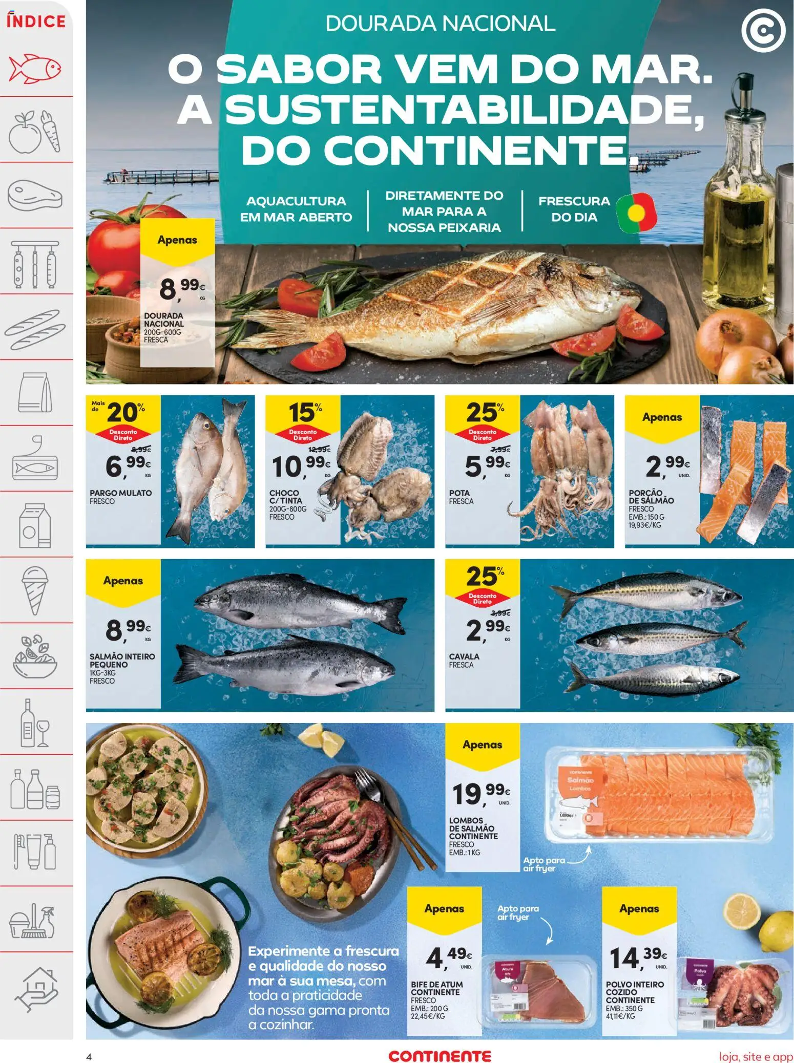 Continente folheto │ válido de 29/09/2026 | Página: 4 | Produtos: Atum, Cavala, Polvo, Salmão