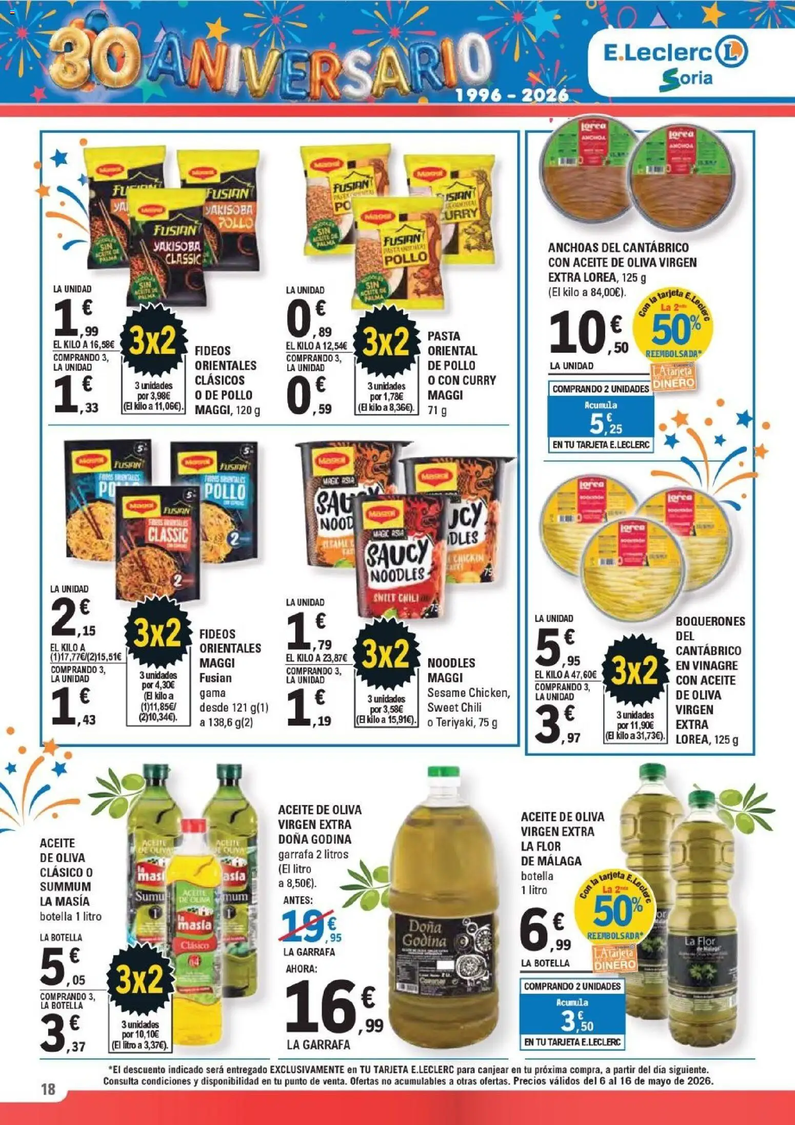 E.Leclerc Soria │ válido desde el 06.05.2026 | Página: 18 | Productos: Aceite, Pasta, Aceite de oliva, Δεξαμενή
