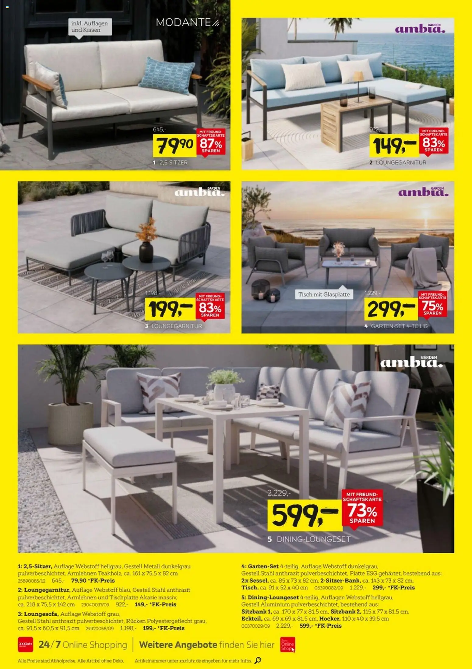 XXXLutz Gartenmöbelabverkauf – gültig ab 29.08.2026 | Seite: 8 | Produkte: Sitzbank, Kissen, Tisch
