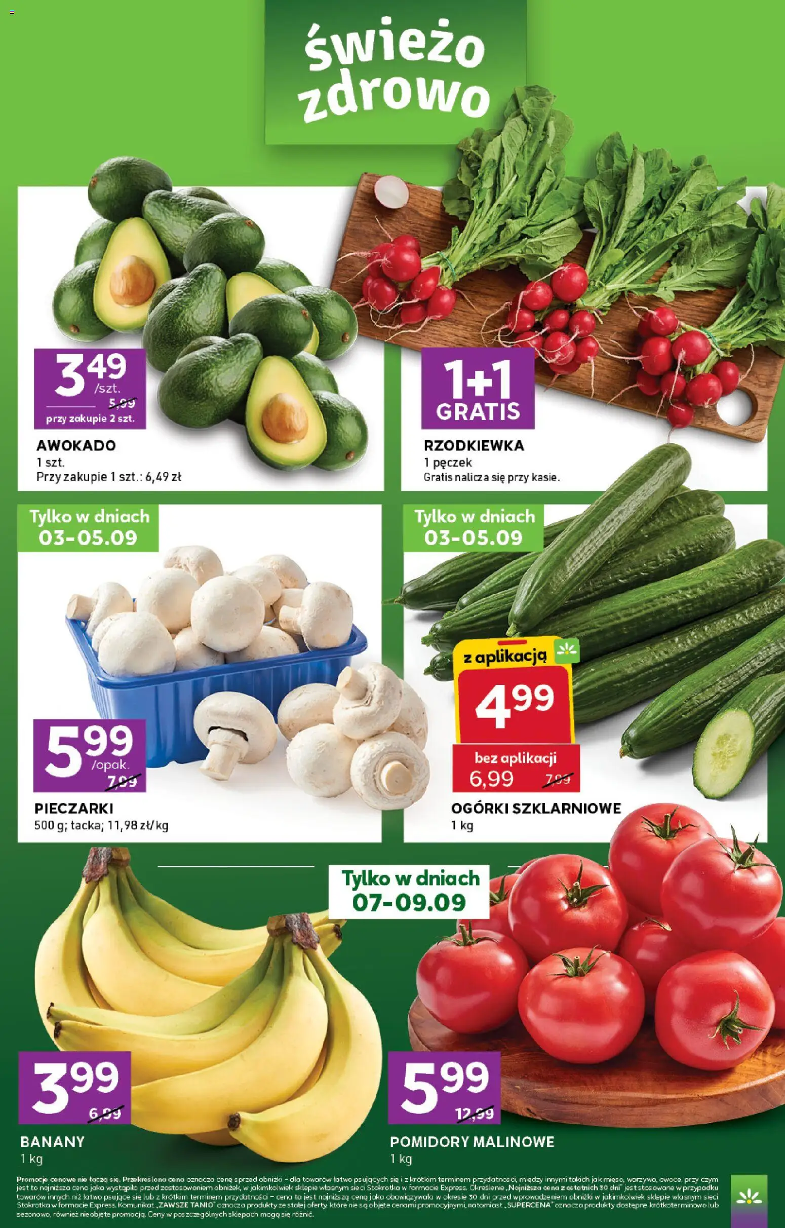 Stokrotka gazetka - Express od 03.09.2026 | Strona: 2 | Produkty: Pieczarki, Pomidory malinowe, Pomidory, Ogórki