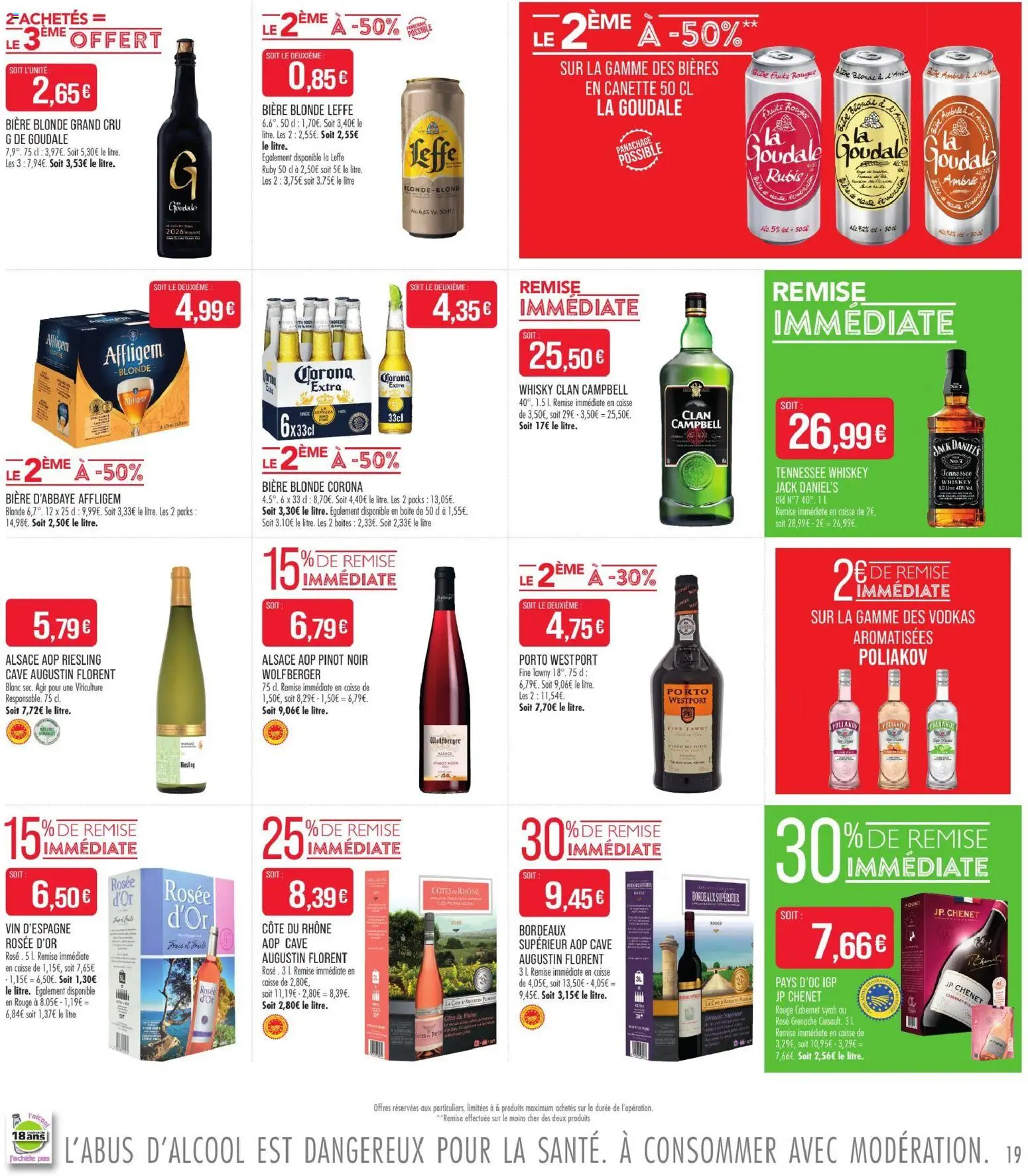 {H1} | Page: 19 | Produits: Bière d’abbaye, Bordeaux superieur, Clan Campbell, Jack Daniel's