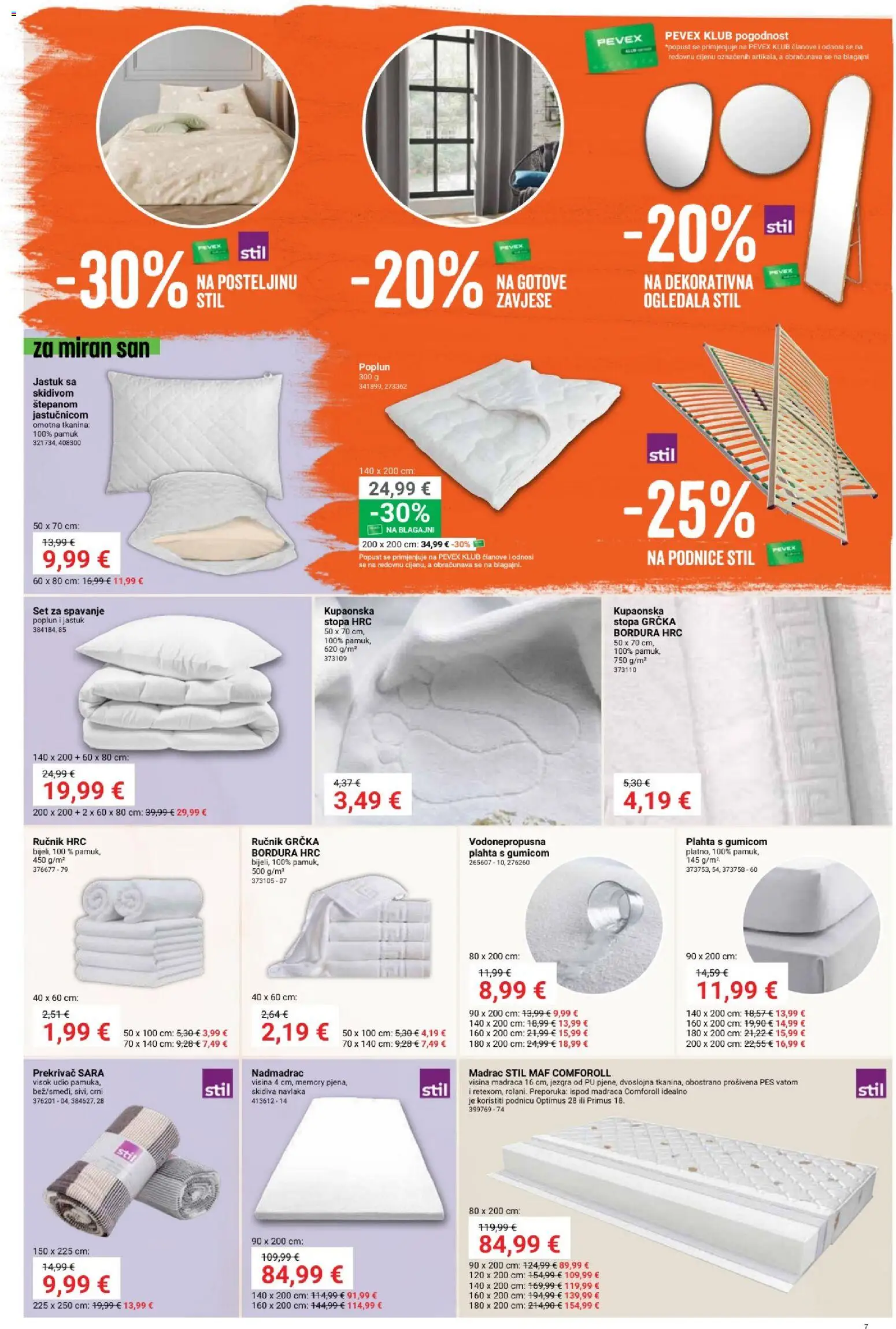Pevex katalog | vrijedi od 17.09.2026 | Stranica: 7 | Proizvodi: Ogledala, Ručnik, Podnice, Poplun