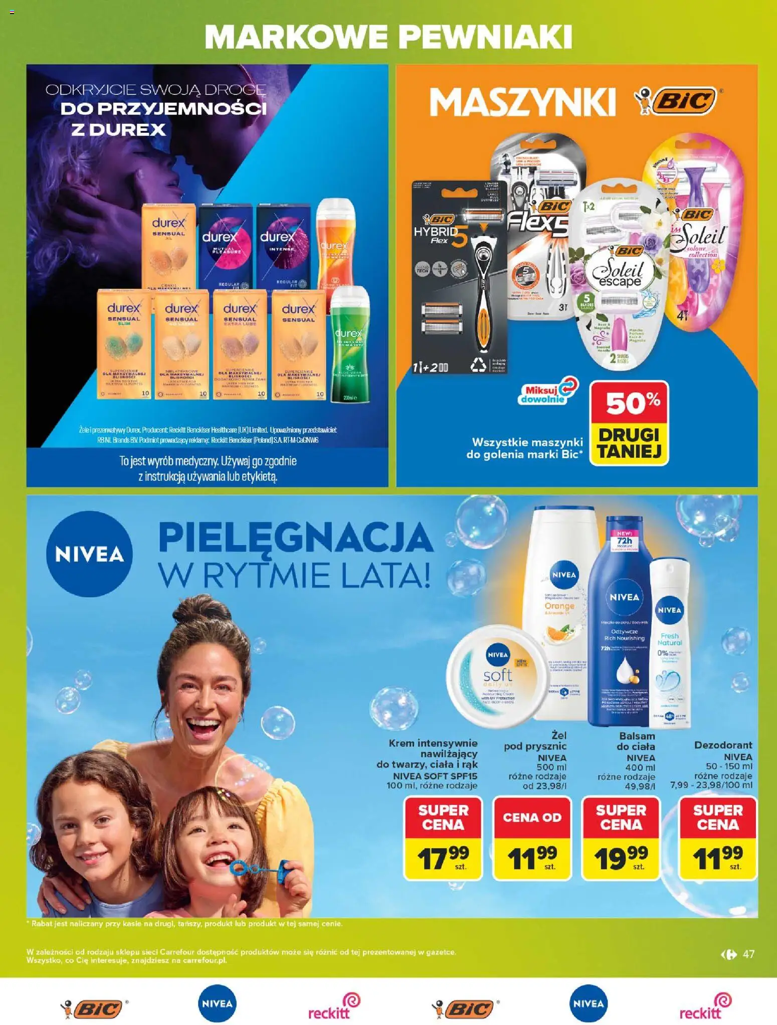Carrefour gazetka - Markowe pewniaki od 20.07.2026 | Strona: 47 | Produkty: Prezerwatywy, Prysznic, Krem, Dezodorant
