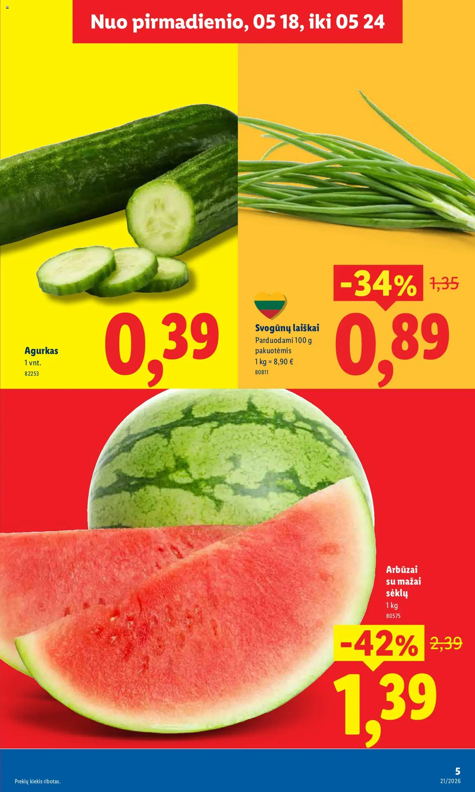 LIDL akcijos nuo 18.05.2026 | Puslapis: 5 | Prekių: Agurkas