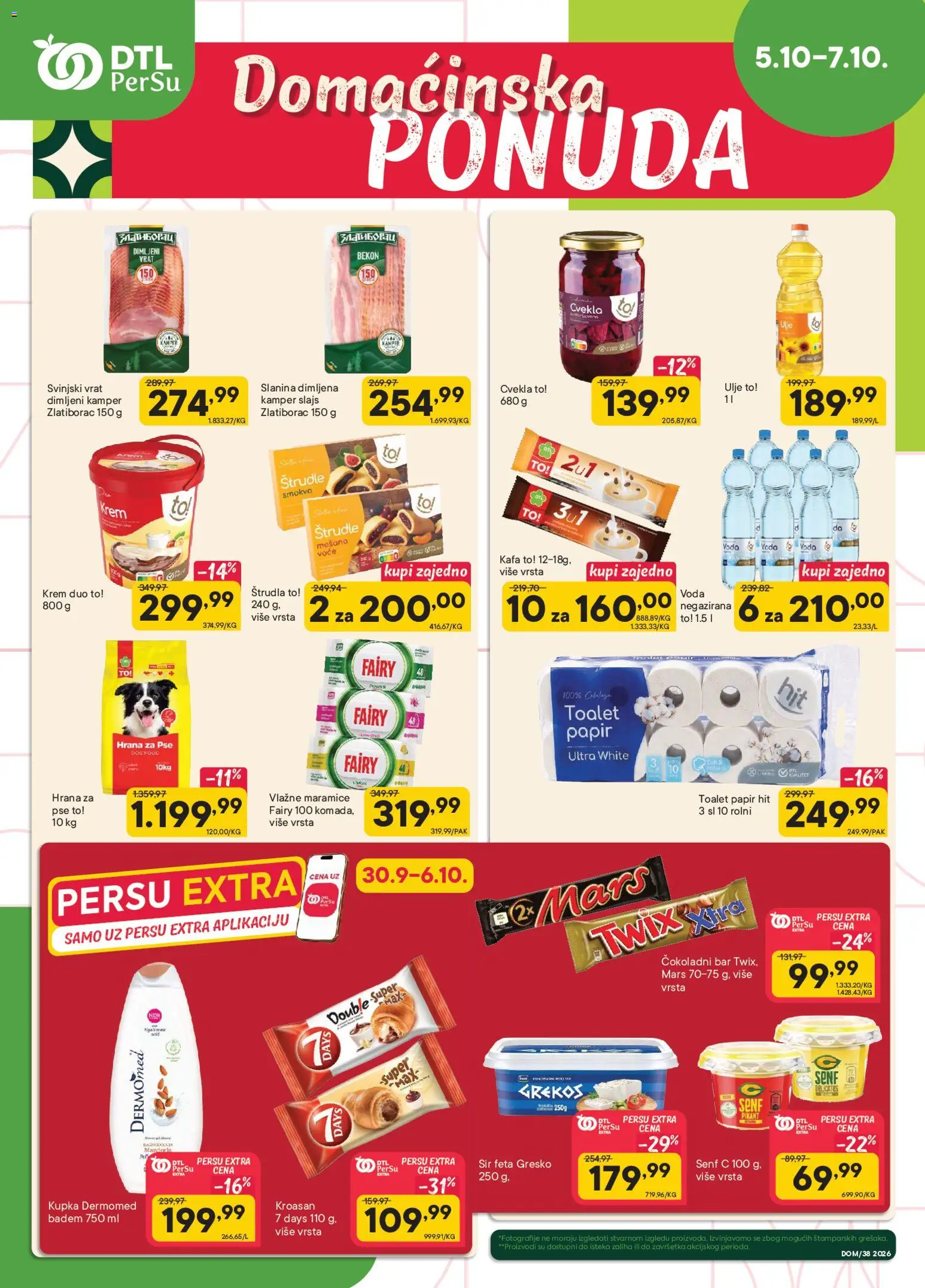 PerSu katalog - važi od 05.10.2026 | Strana: 1 | Proizvode: Toalet papir, Smokva, Ulje, Slanina