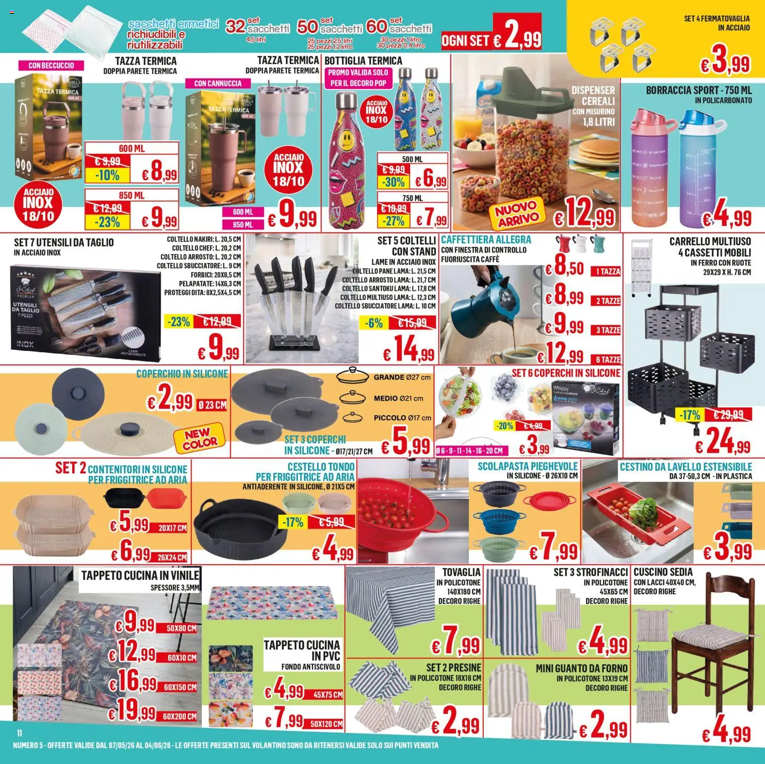Volantino Satur del 07.05.2026 | Pagina: 11 | Prodotti: Friggitrice ad aria, Carrello, Borraccia, Tovaglia