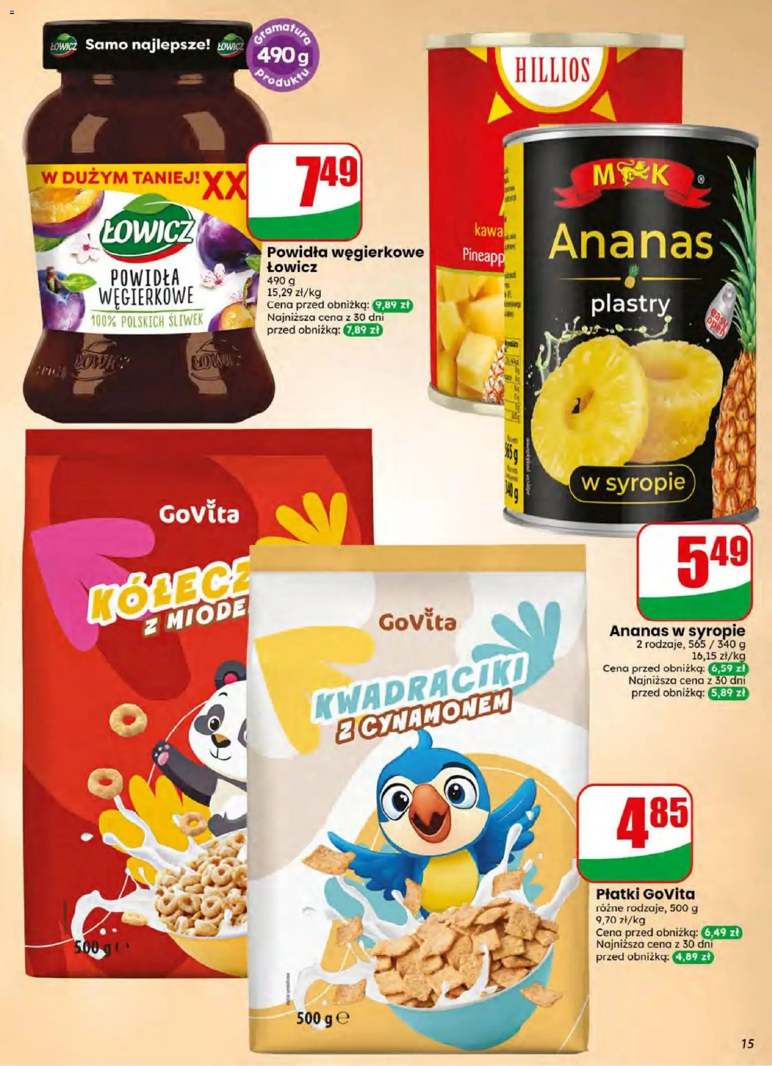 Dino gazetka od 08.07.2026 | Strona: 15 | Produkty: Powidła, Ananas, Płatki