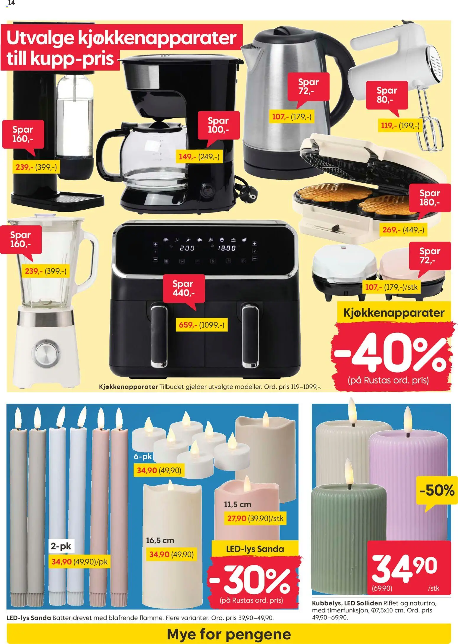 {H1} | Side: 14 | Produkter: Vaffeljern, Vannkoker, Airfryer, Håndmikser