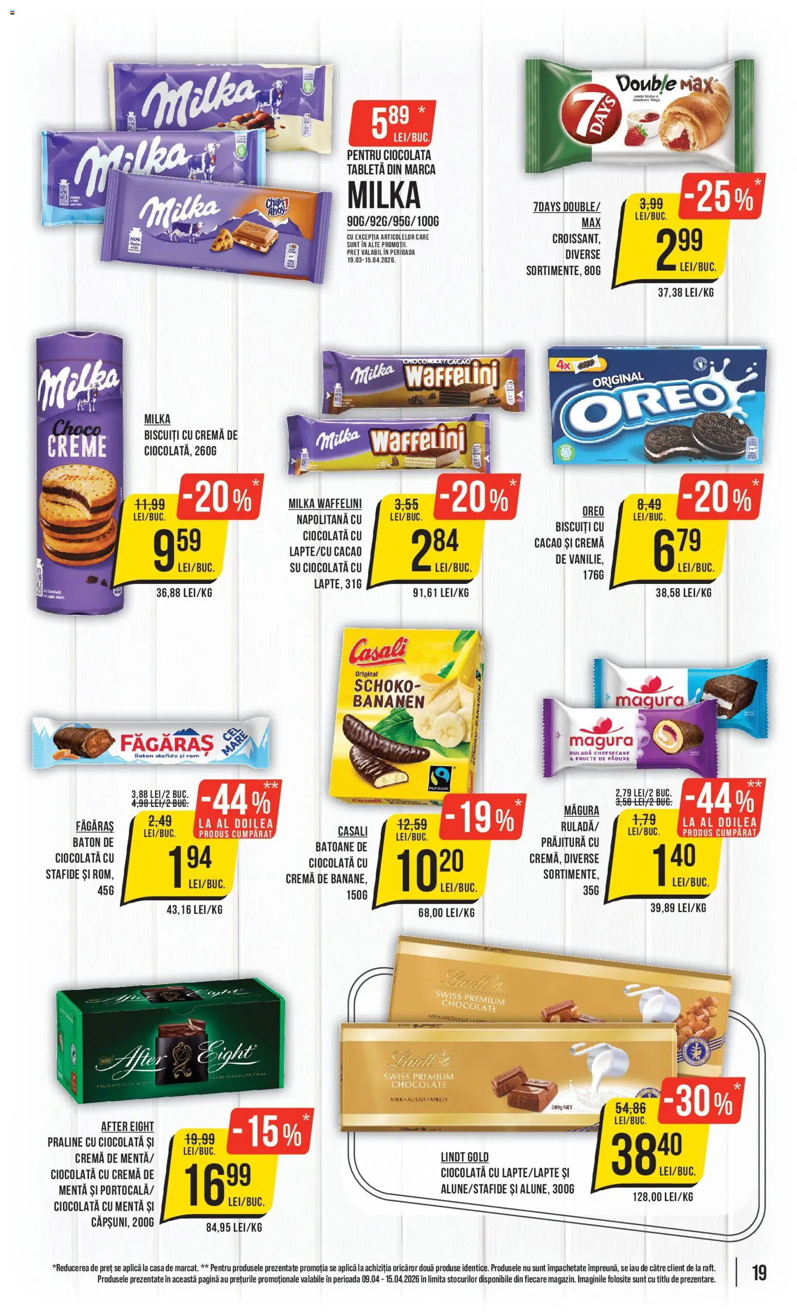Noul catalog Mega Image – valabil de la 09.04.2026 | Pagină: 19 | Produse: Praline, Cremă, Stafide, Fructe