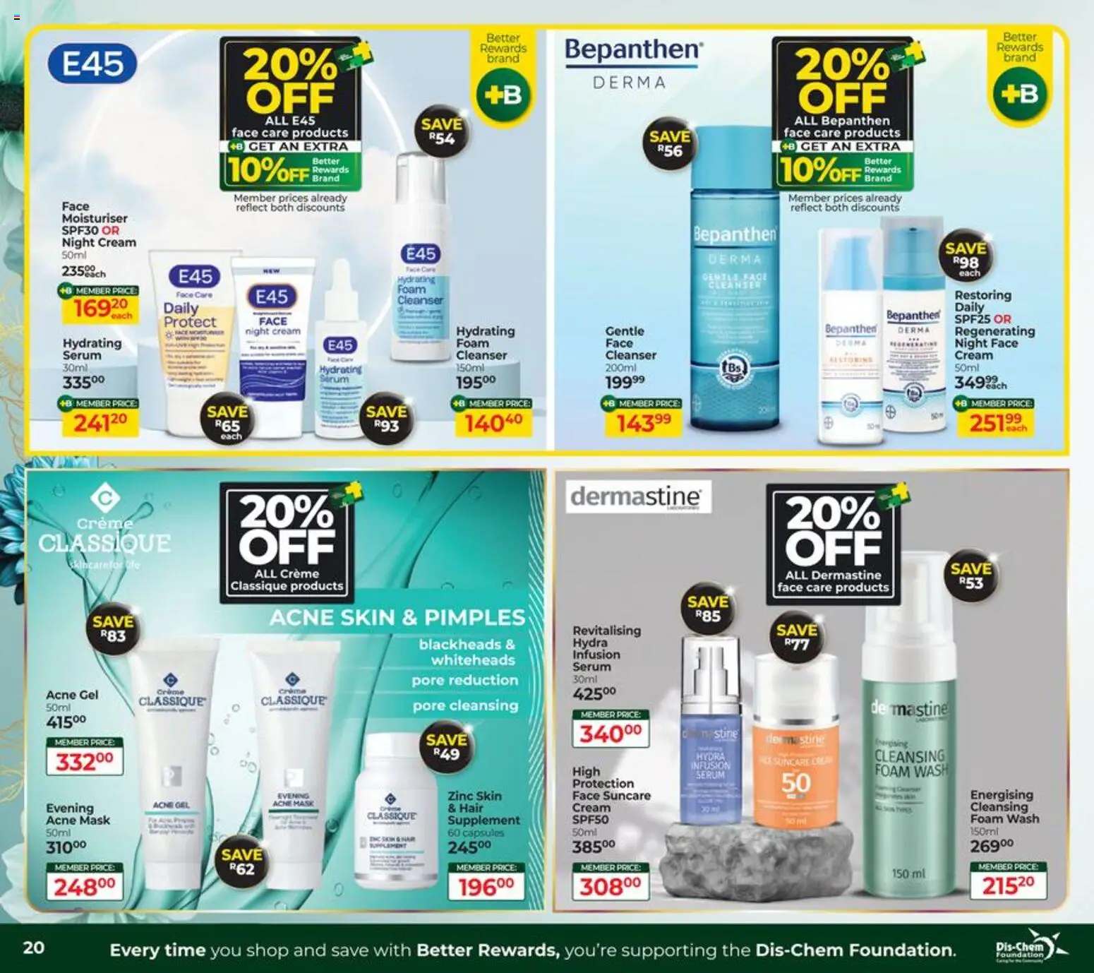 New Dis-Chem catalogue – valid from 20/08/2026 | Page: 20 | Products: Serum, Mask, Foam, Night cream