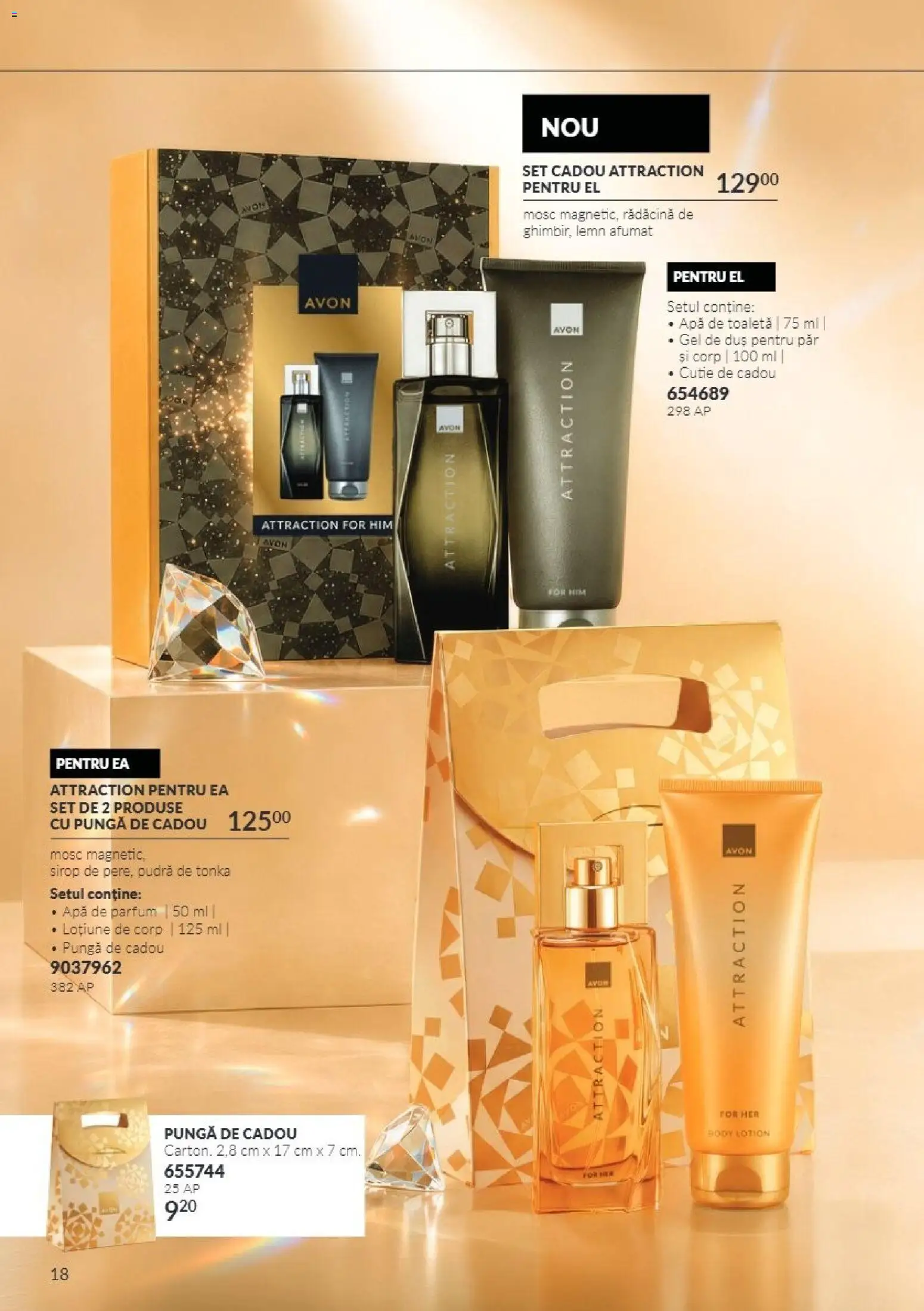 Noul catalog Avon – valabil de la 01.11.2026 | Pagină: 18 | Produse: Pungă, Duș, Apă de toaletă, Pudră