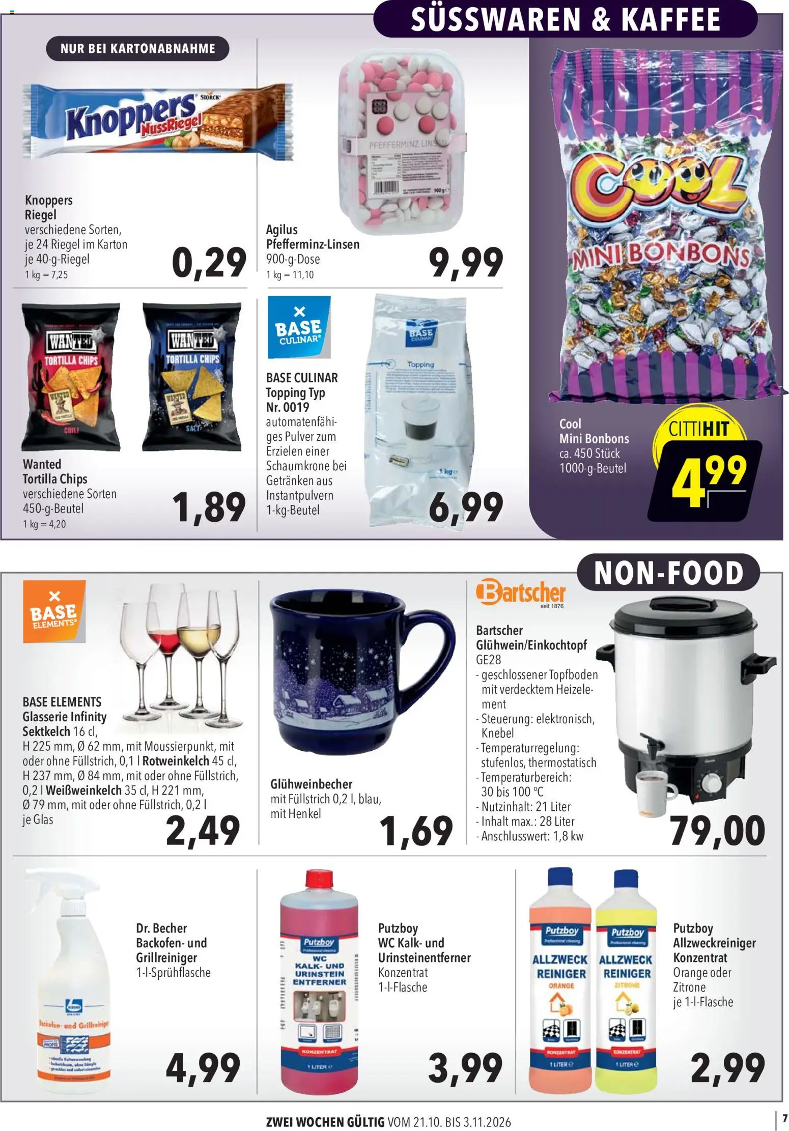 CITTI Markt Aktuelle Angebote für Profis – gültig ab 21.10.2026 | Seite: 7 | Produkte: Süßwaren, Kalk, Zitrone, Knoppers