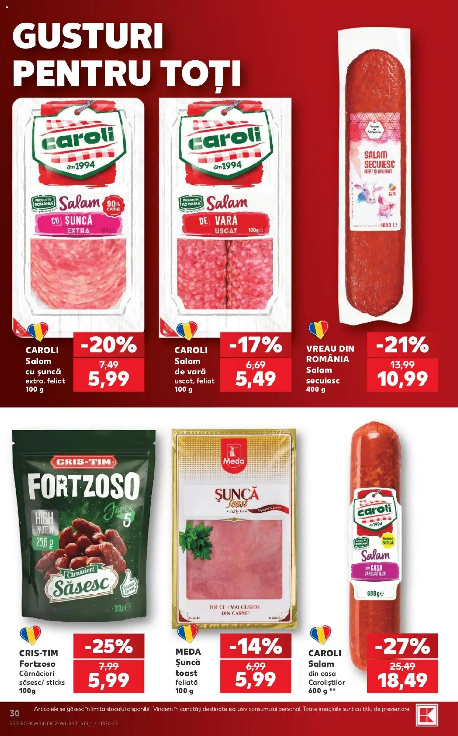 Noul catalog Kaufland – valabil de la 19.08.2026 | Pagină: 30 | Produse: Salam, Șuncă
