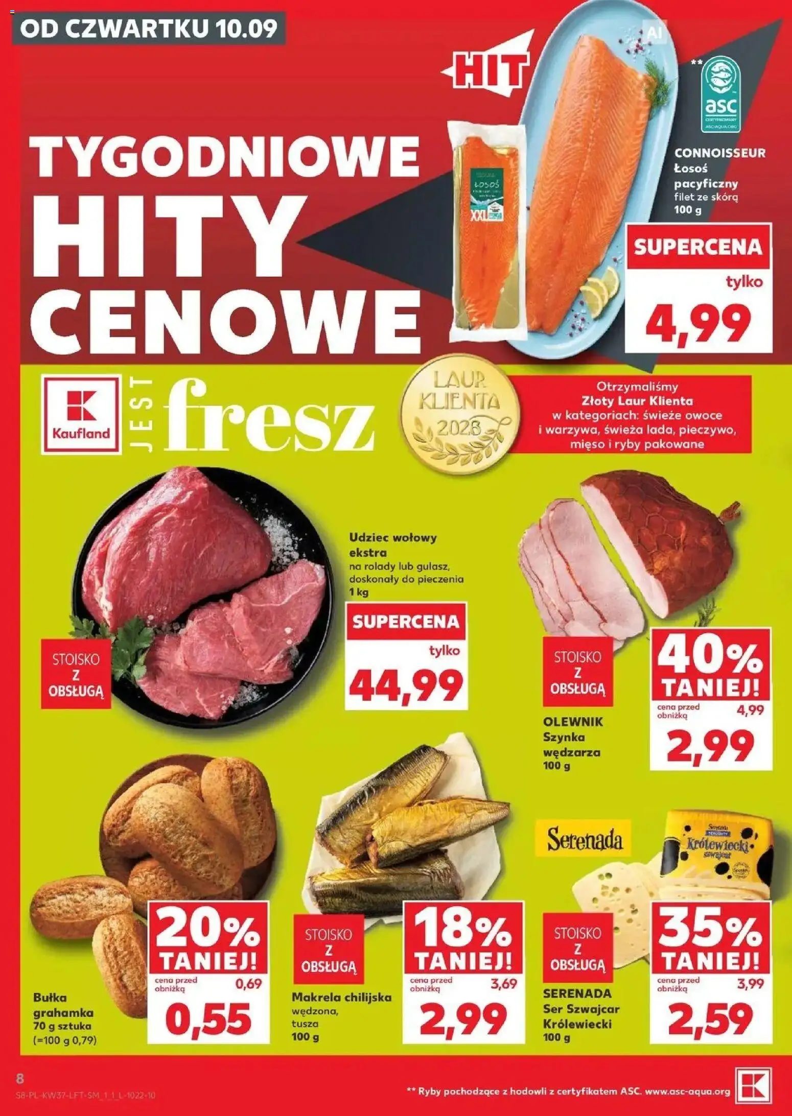 Kaufland gazetka od 10.09.2026 - od jutra PDF | Strona: 8 | Produkty: Makrela, Łosoś, Ser, Bułka grahamka