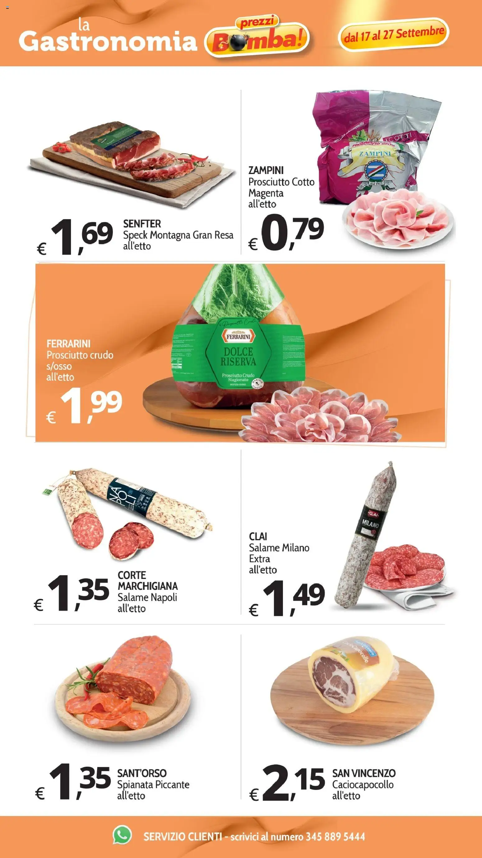 Volantino Primo Prezzo del 17/09/2026 | Pagina: 38 | Prodotti: Speck, Prosciutto Crudo, Prosciutto Cotto, Salame