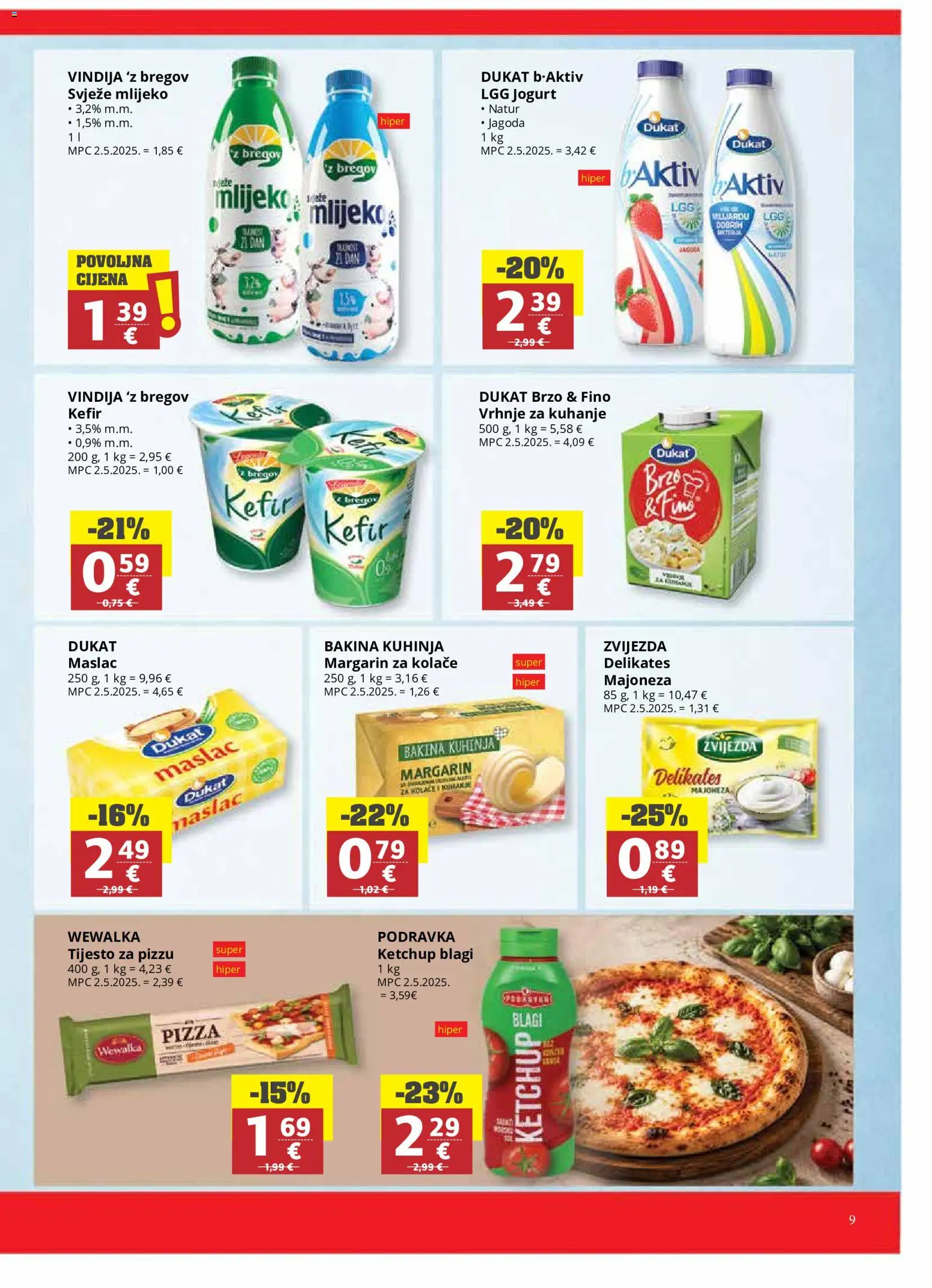 Ribola katalog | vrijedi od 24.06.2026 | Stranica: 9 | Proizvodi: Vindija, Maslac, Jogurt, Kefir