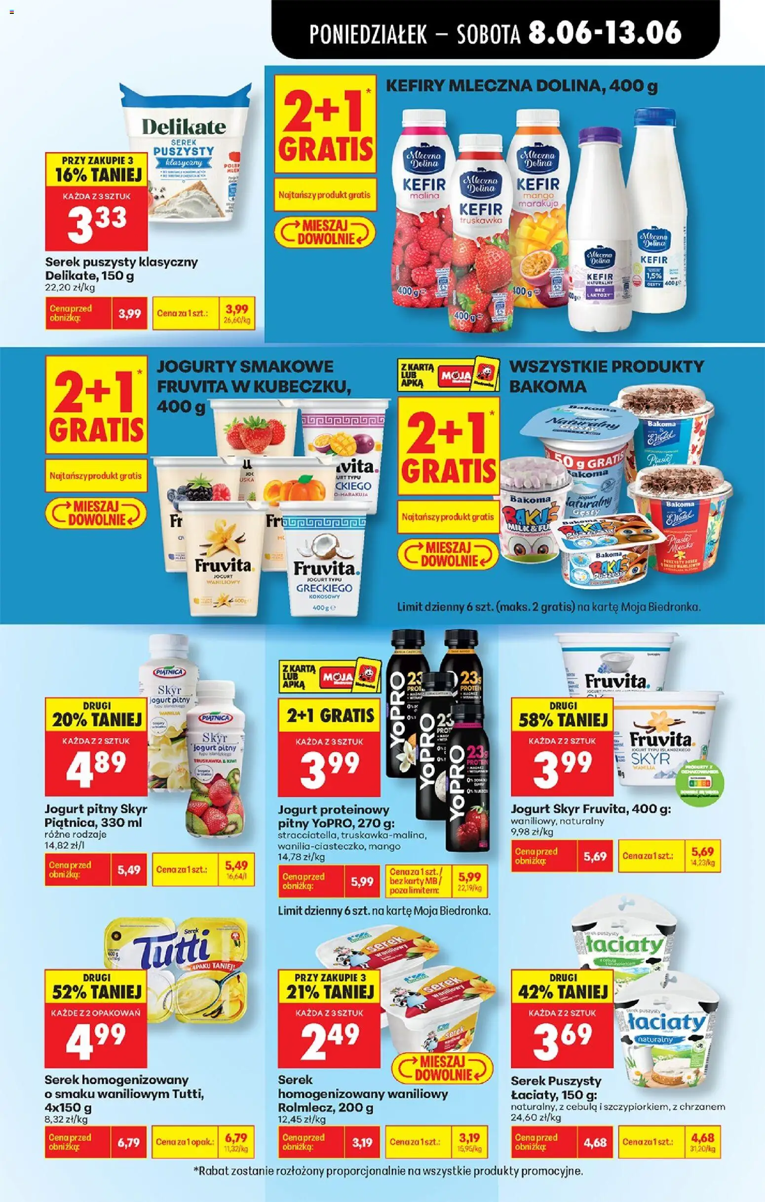 Biedronka gazetka od poniedziałku od 08.06.2026 | Strona: 51 | Produkty: Serek homogenizowany waniliowy, Cream cheese, Serek, Kiwi