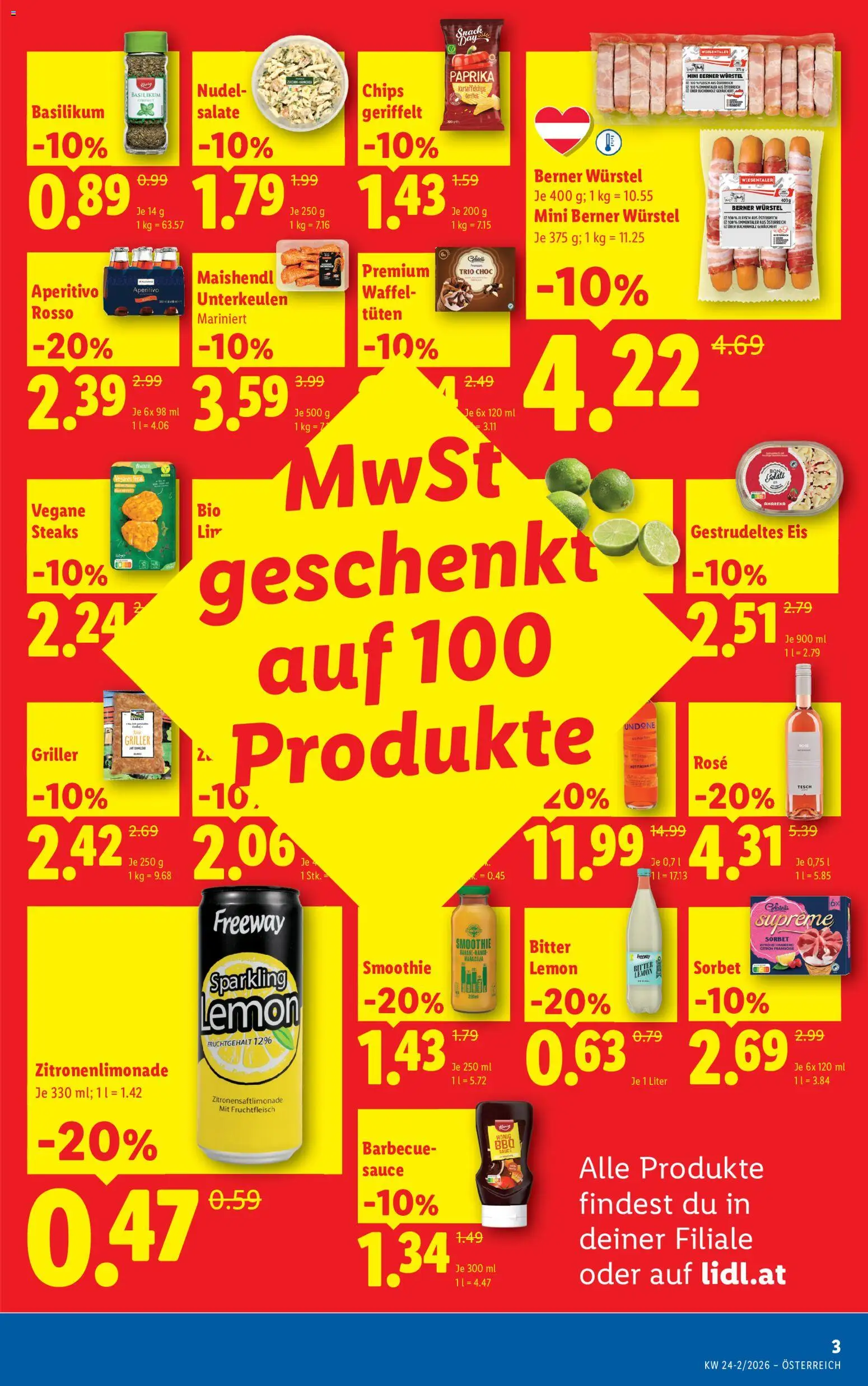 Lidl Flugblatt - Oberpullendorf, Güssing, Oberwart gültig ab 11.06.2026 | Seite: 3 | Produkte: Chips, Eis, Zitrone