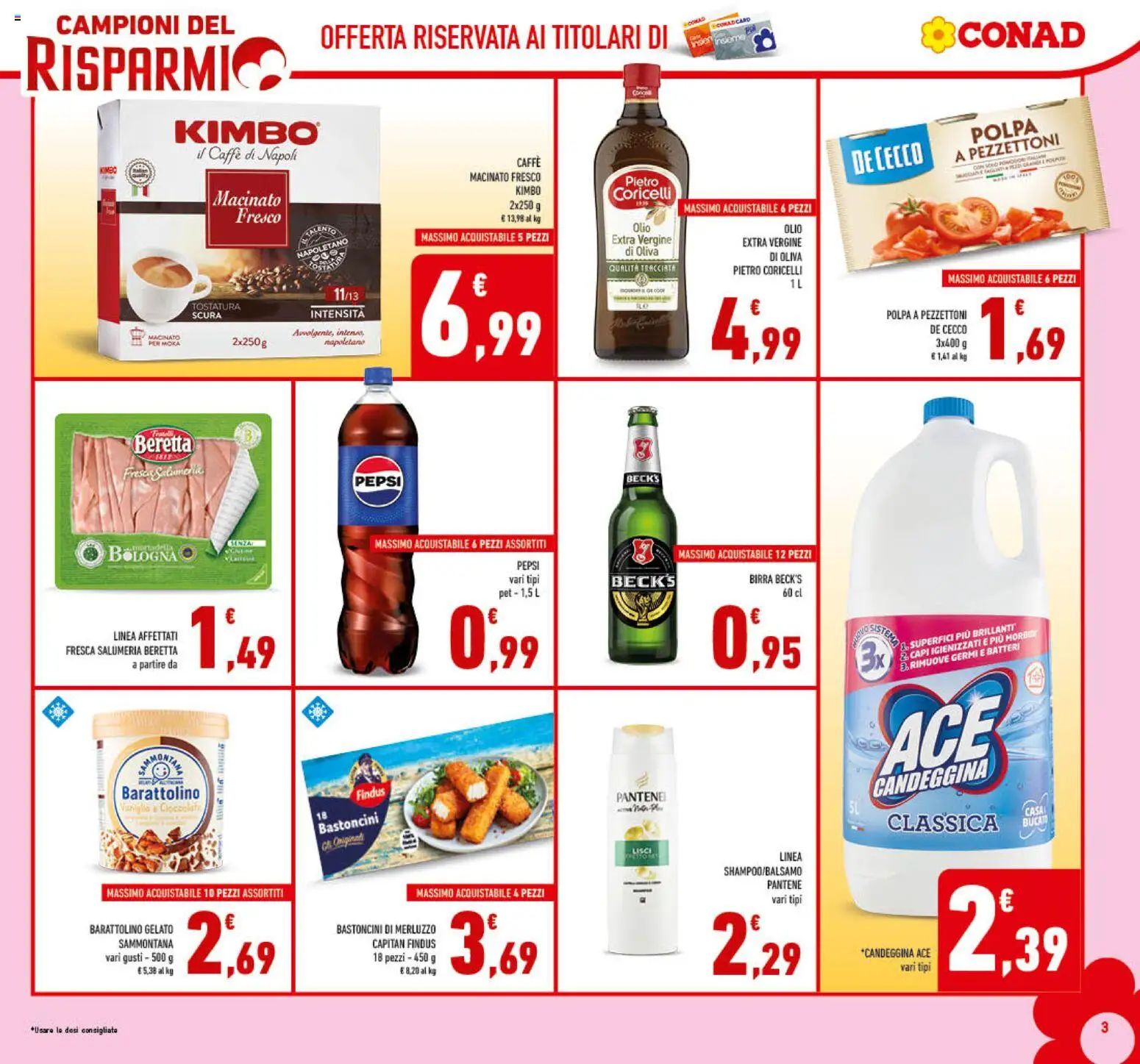Volantino Conad del 06.05.2026 | Pagina: 3 | Prodotti: Merluzzo, Candeggina, Gelato, Olio extra vergine
