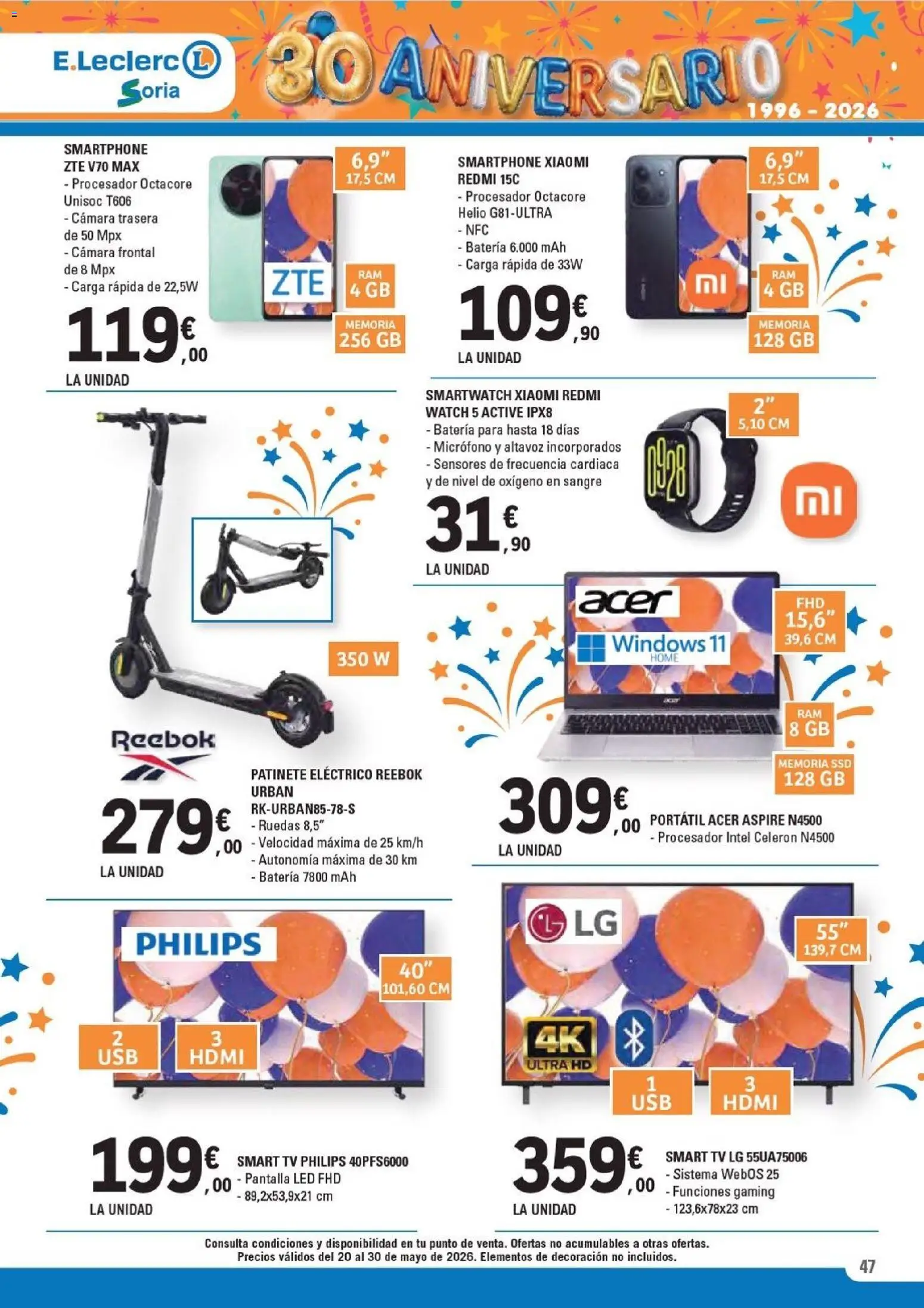 E.Leclerc Soria │ válido desde el 20.05.2026 | Página: 47 | Productos: Smartphone Xiaomi, Cámara, Altavoz, Ελιές