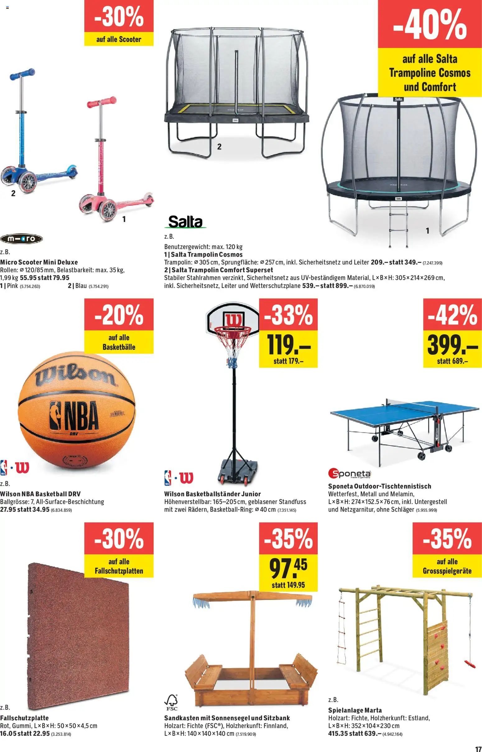 Jumbo aktionen – gültig ab 07.05.2026 | Seite: 17 | Produkte: Sitzbank, Scooter, Trampoline, Basketball