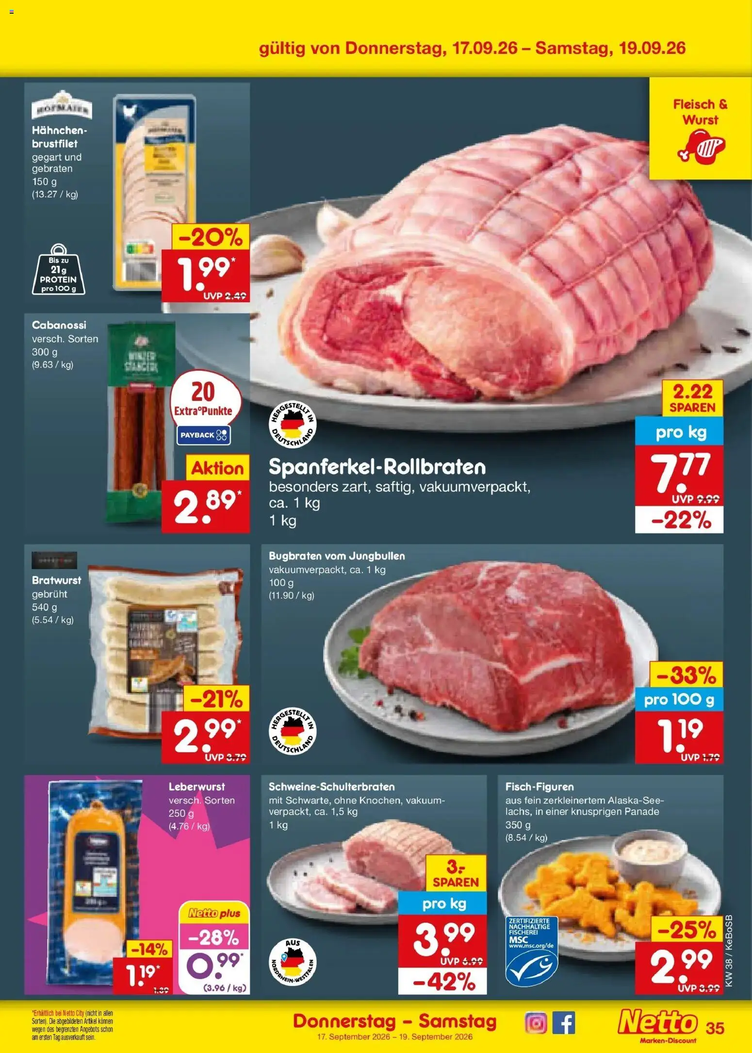 Netto Marken-Discount Prospekt Koblenz – gültig ab 14.09.2026 | Seite: 49 | Produkte: Hahnchen, Bratwurst, Wurst, Fleisch